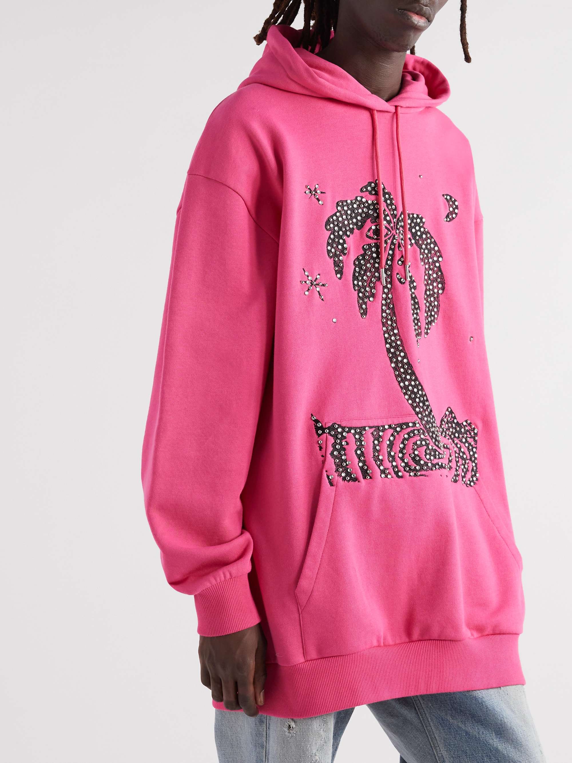 CELINE HOMME Oversized Embellished Embroidered Cotton-Blend Jersey Hoodie