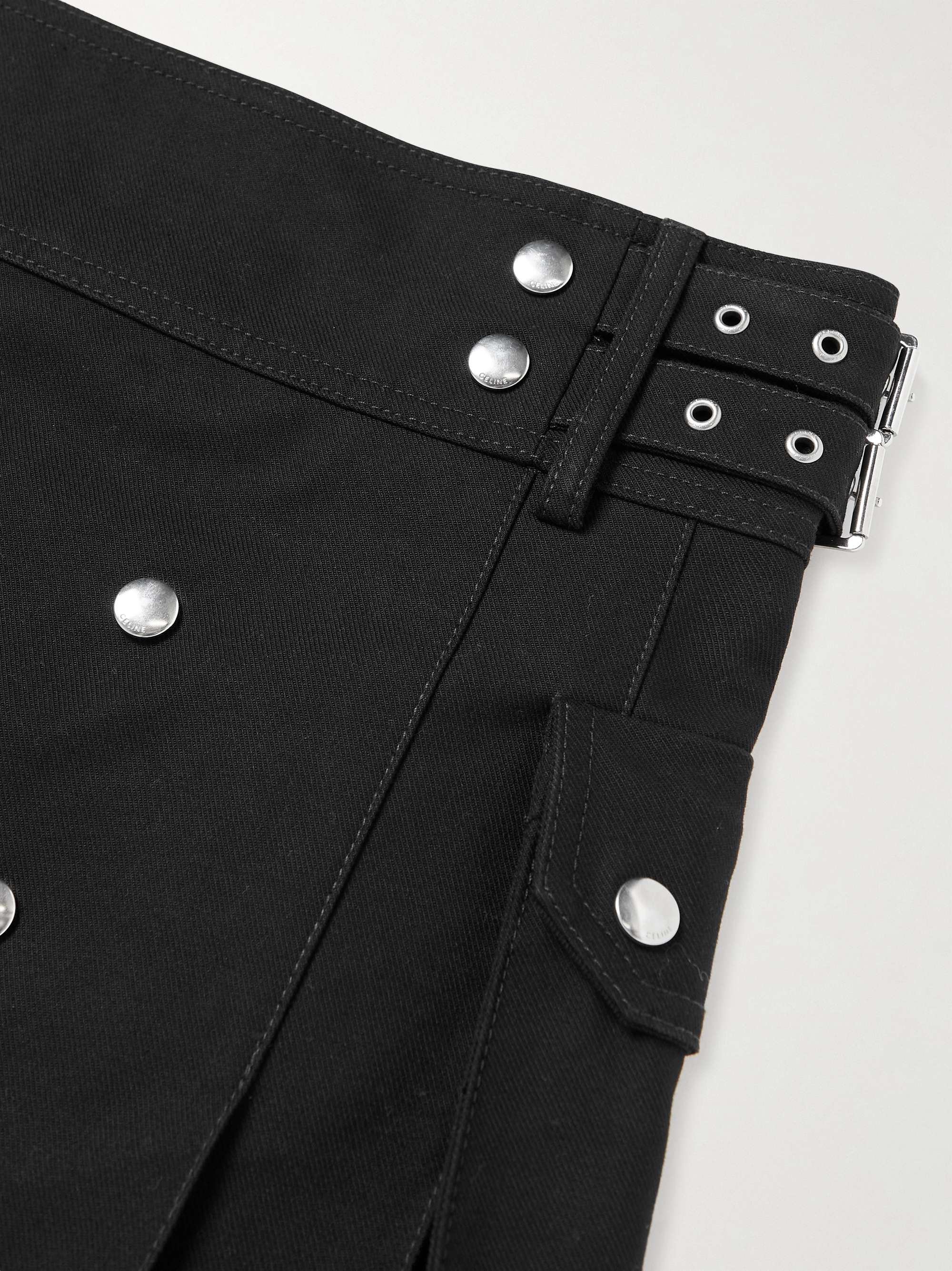 CELINE HOMME Pleated Cotton-Twill Kilt