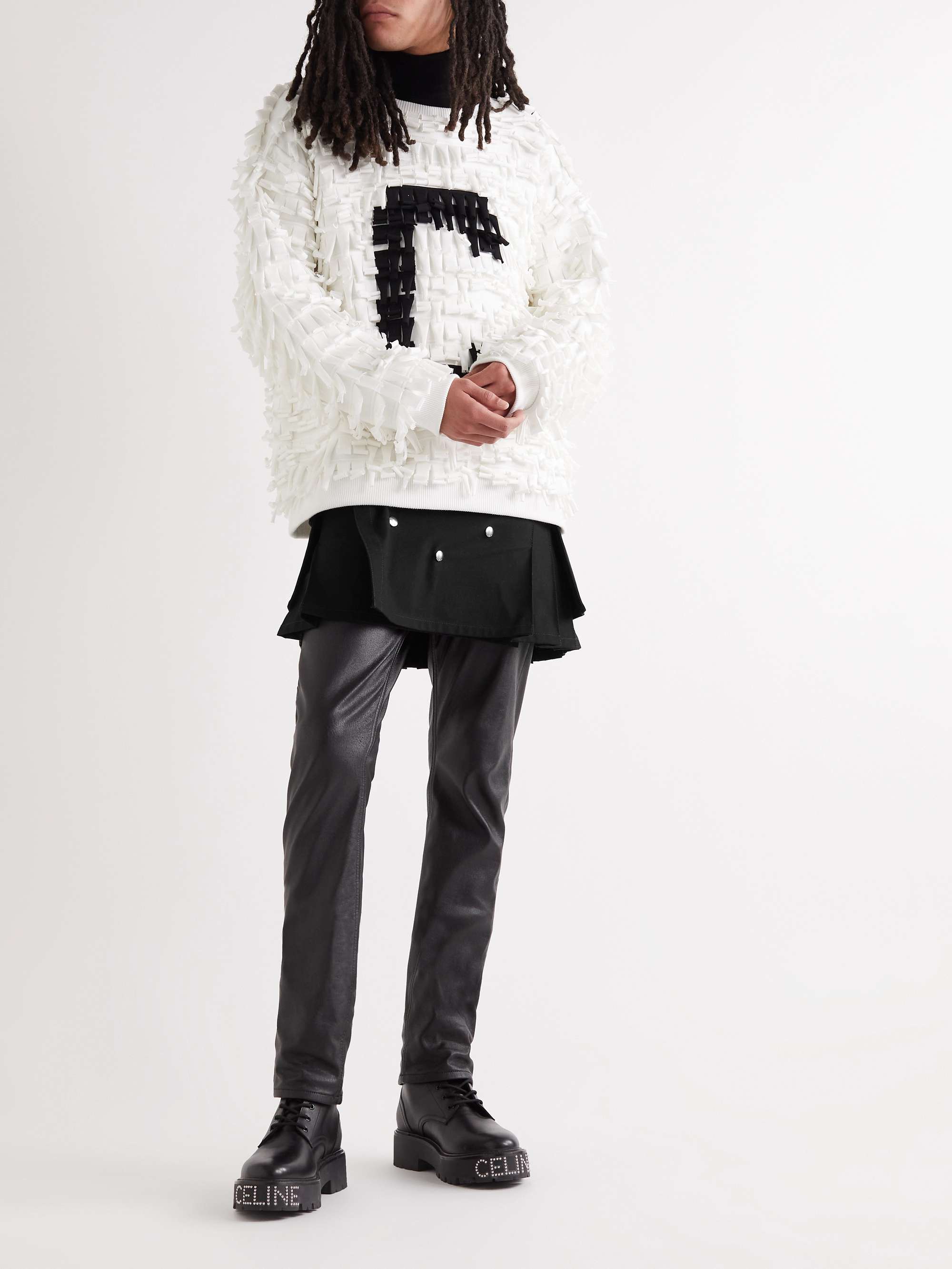 CELINE HOMME Pleated Cotton-Twill Kilt