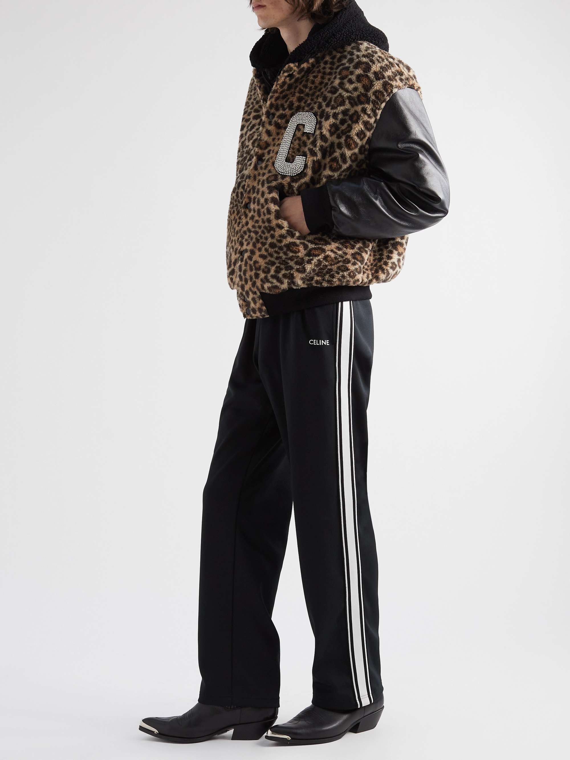 CELINE HOMME Straight-Leg Logo-Print Jersey Sweatpants for Men