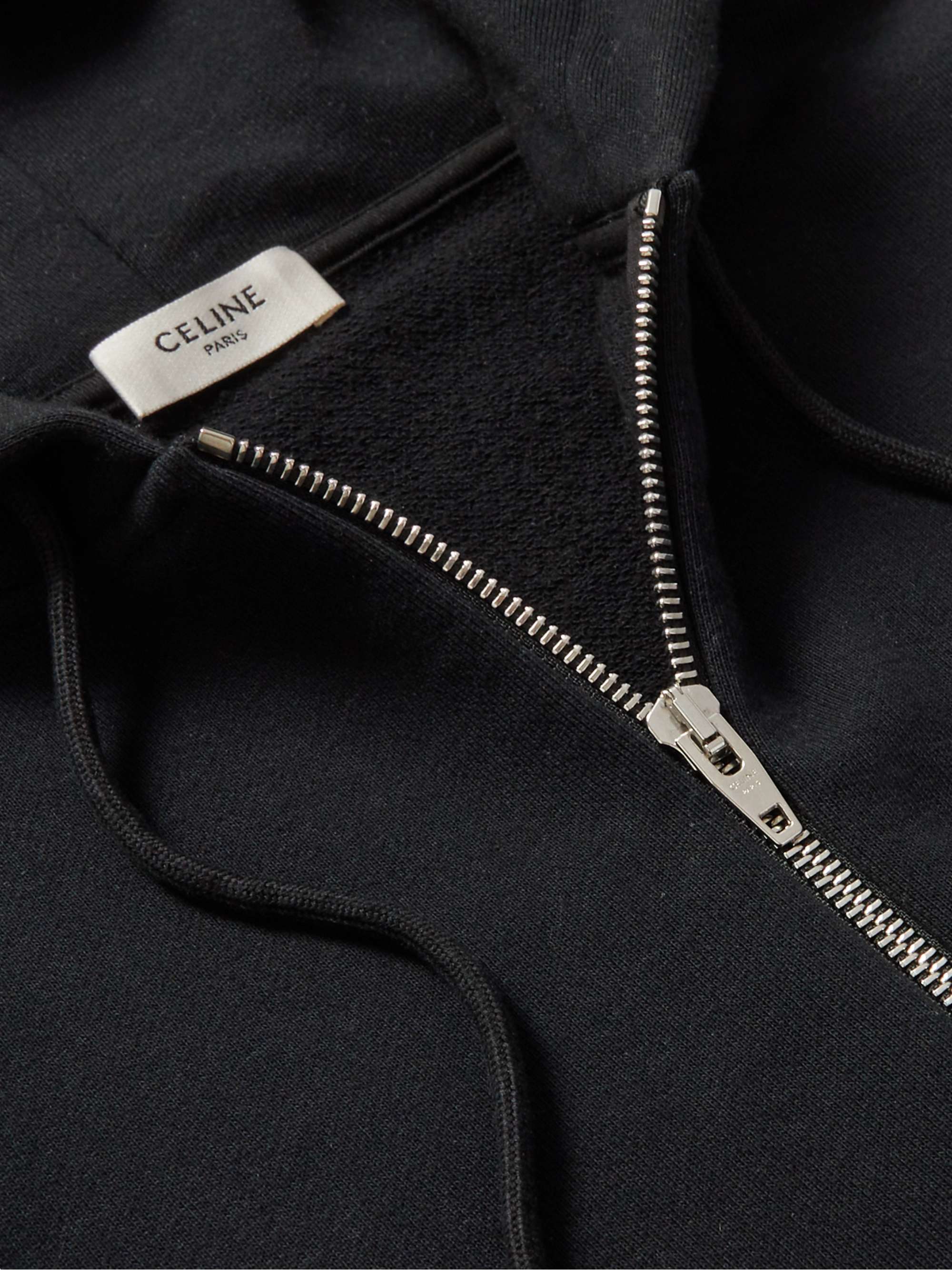 CELINE HOMME Logo-Print Cotton-Blend Jersey Zip-Up Hoodie