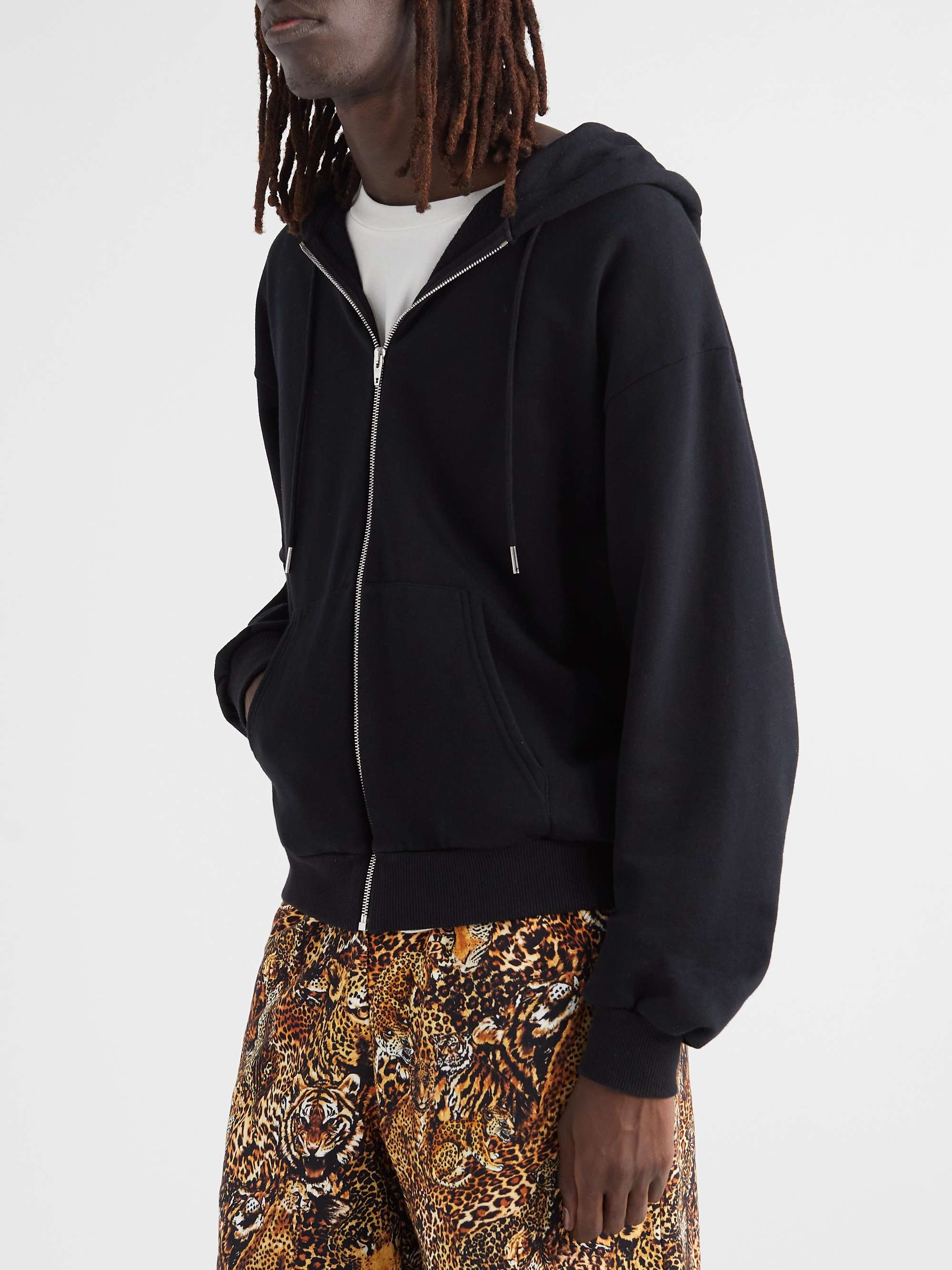 CELINE HOMME Logo-Print Cotton-Blend Jersey Zip-Up Hoodie