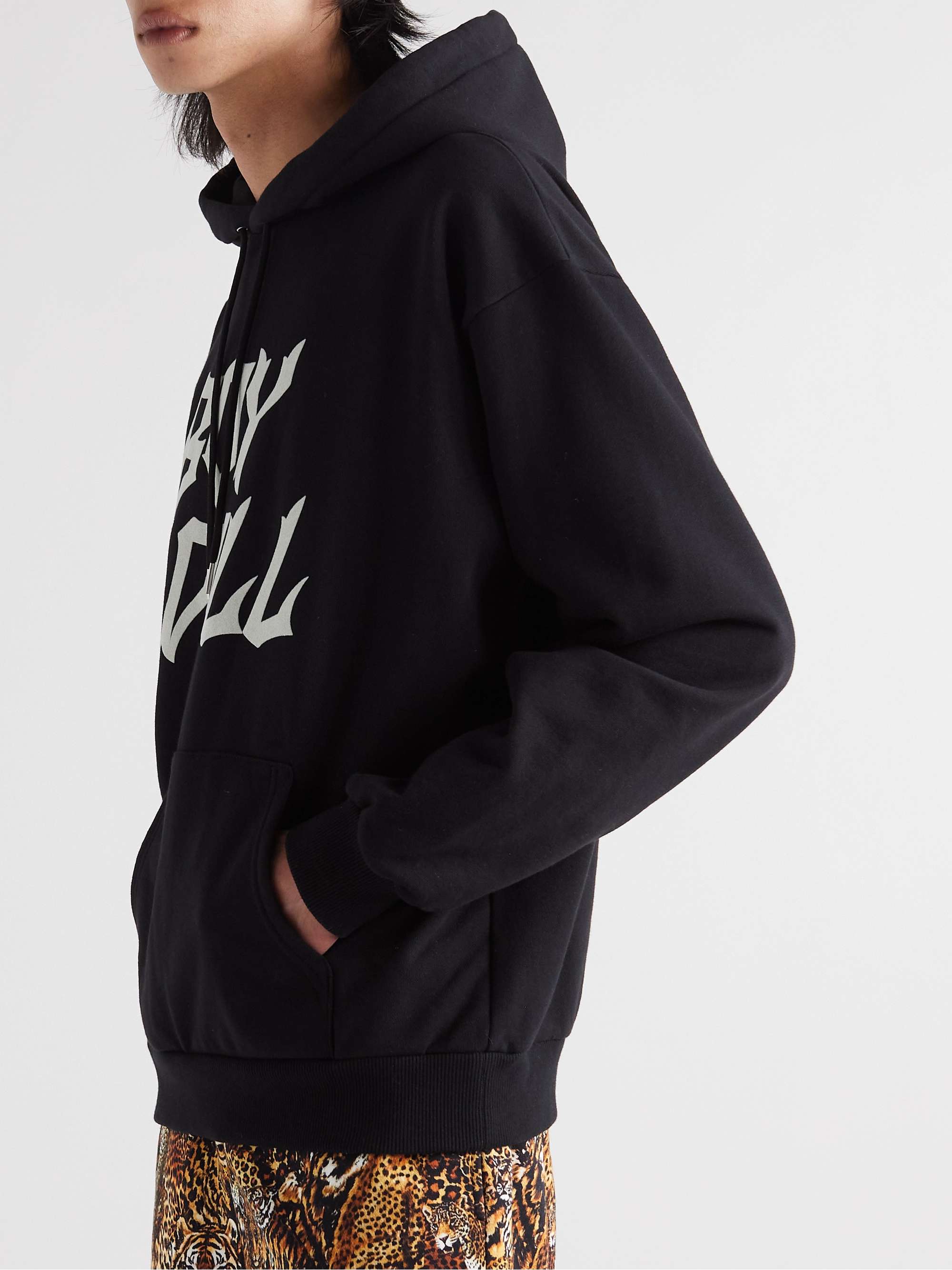 CELINE Flocked Stretch-Cotton Jersey Hoodie