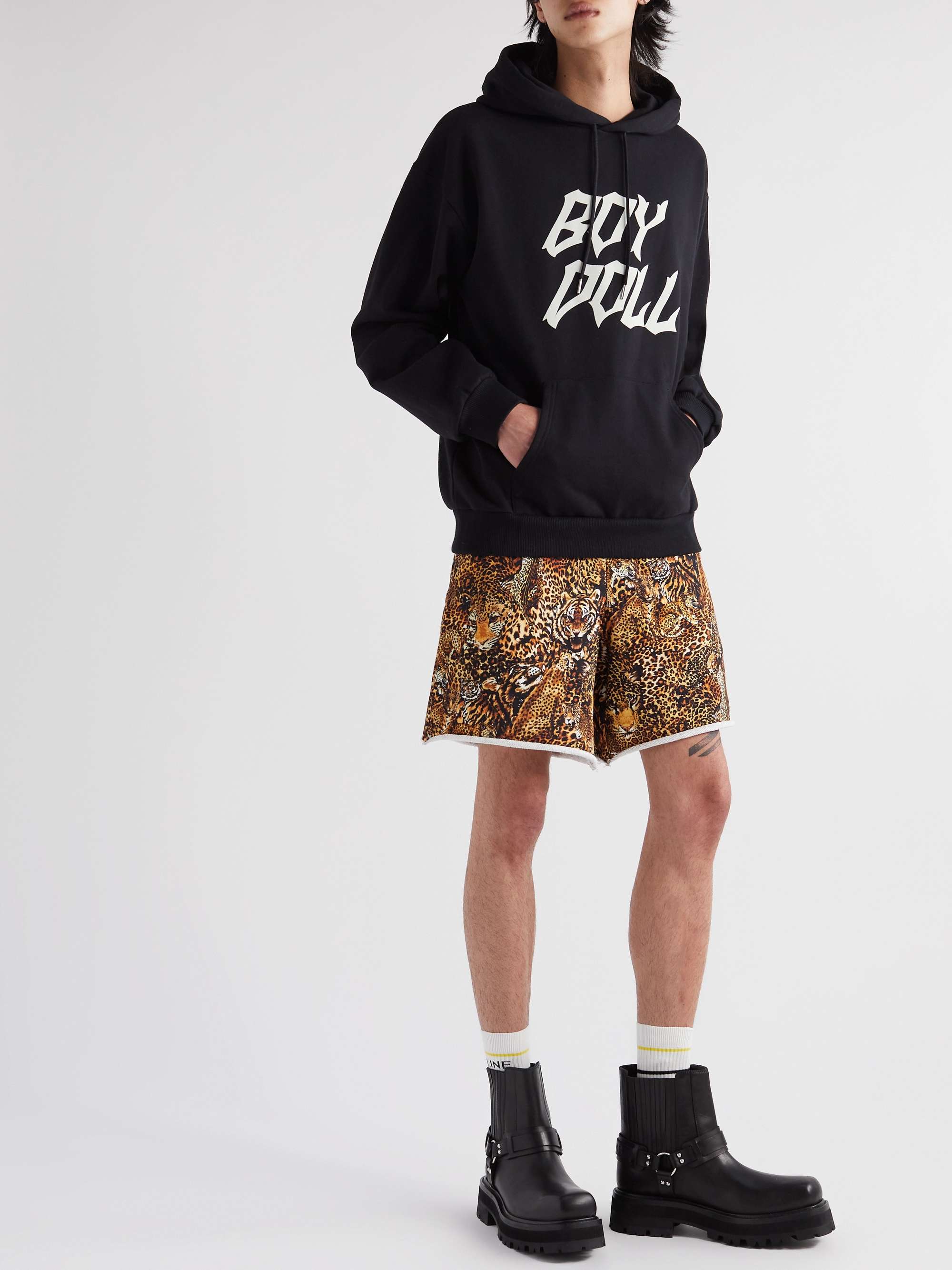 CELINE Flocked Stretch-Cotton Jersey Hoodie