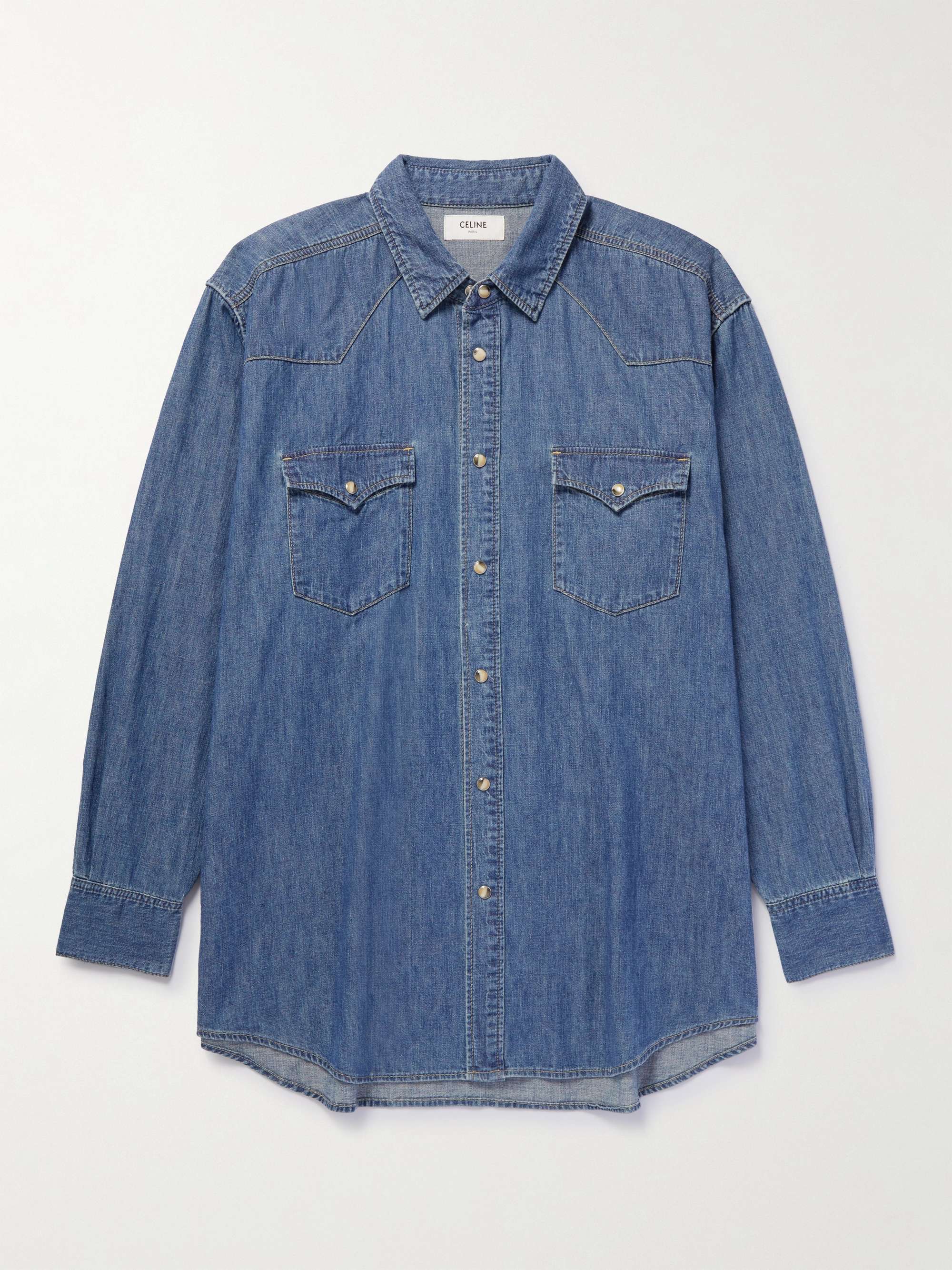 CELINE HOMME オーバーサイズ デニム シャツ | ミスターポーター CELINE HOMME オーバーサイズ デニム シャツ | ミスターポーター