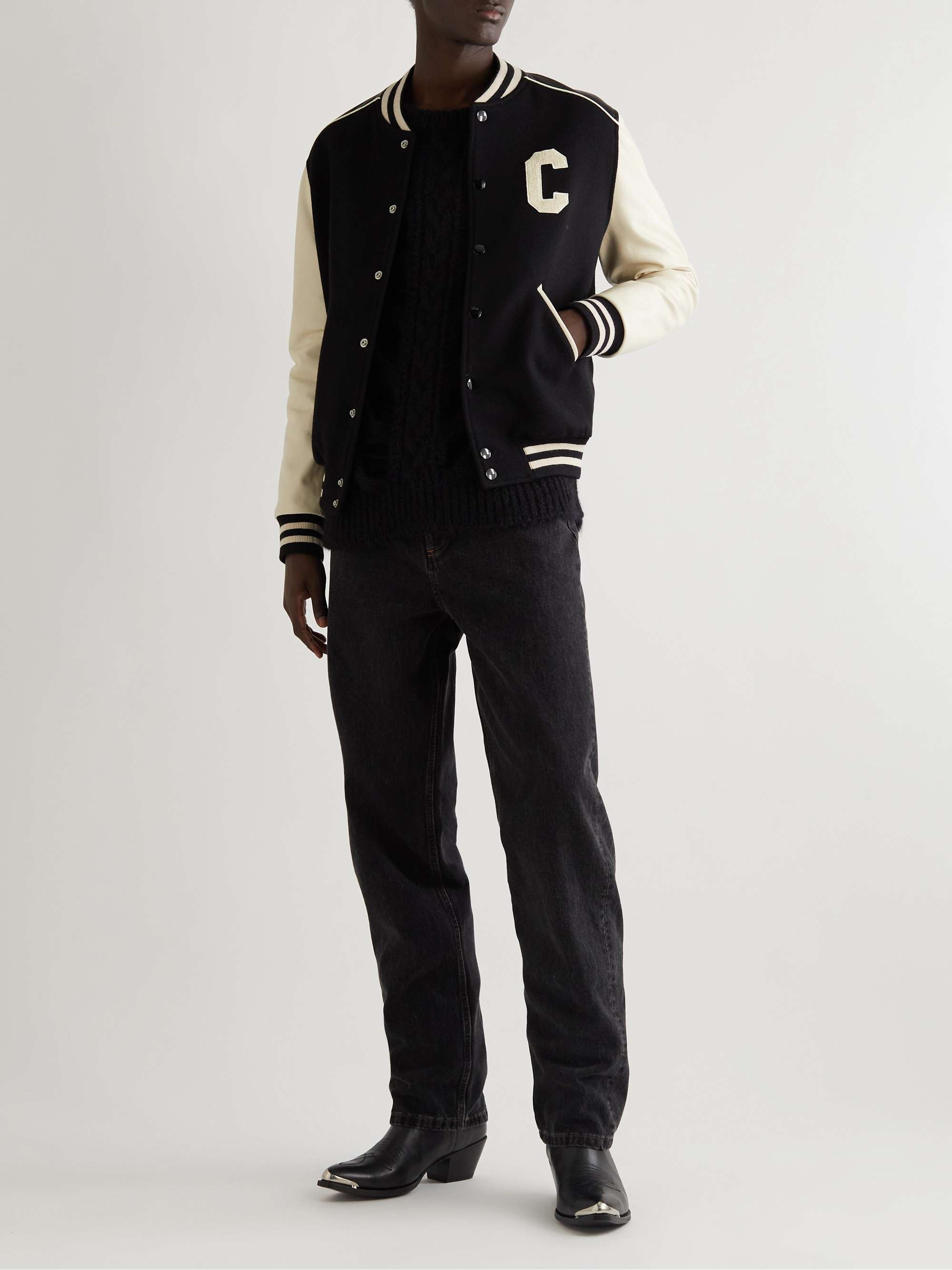 CELINE HOMME Cutout Cable-Knit Mohair-Blend Sweater
