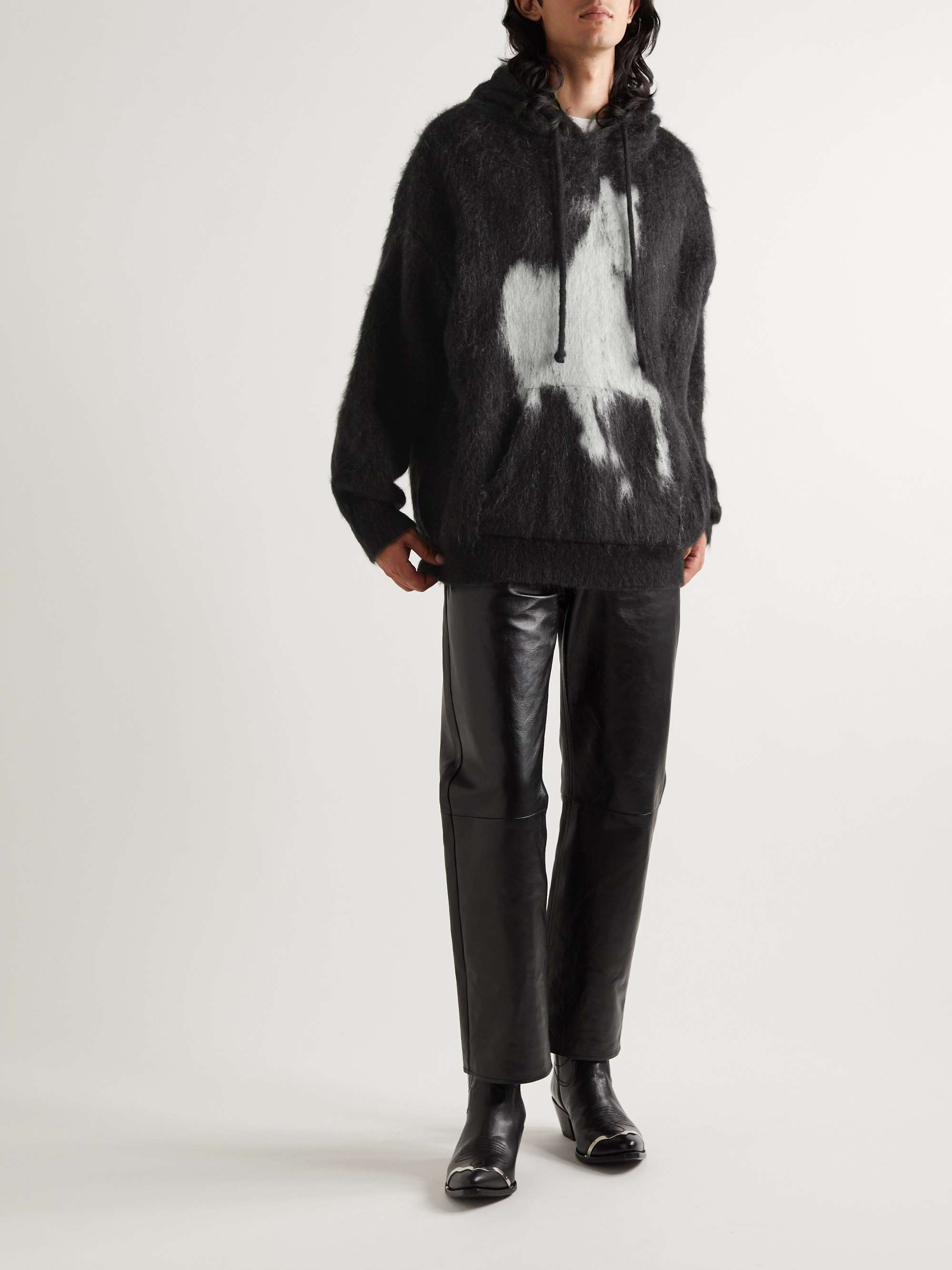 CELINE HOMME Printed Mohair and Silk-Blend Hoodie
