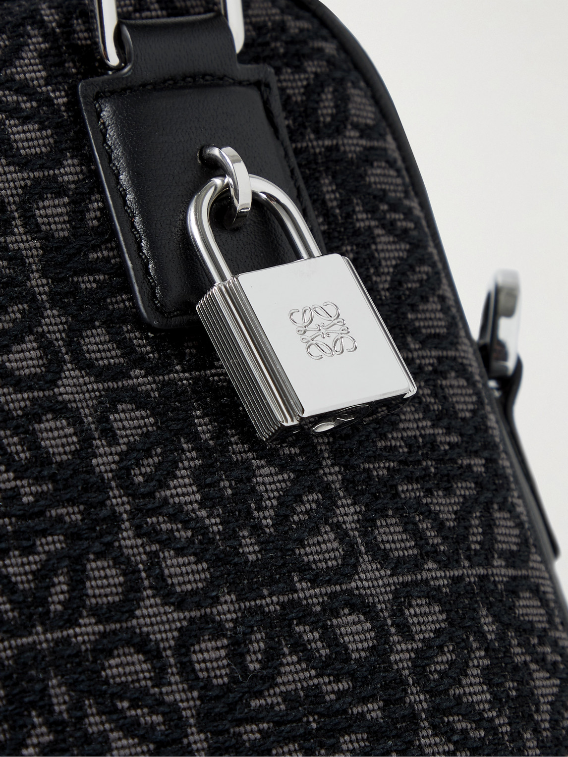 Shop Loewe Amazona 15 Leather-trimmed Logo-jacquard Canvas Messenger Bag In Black