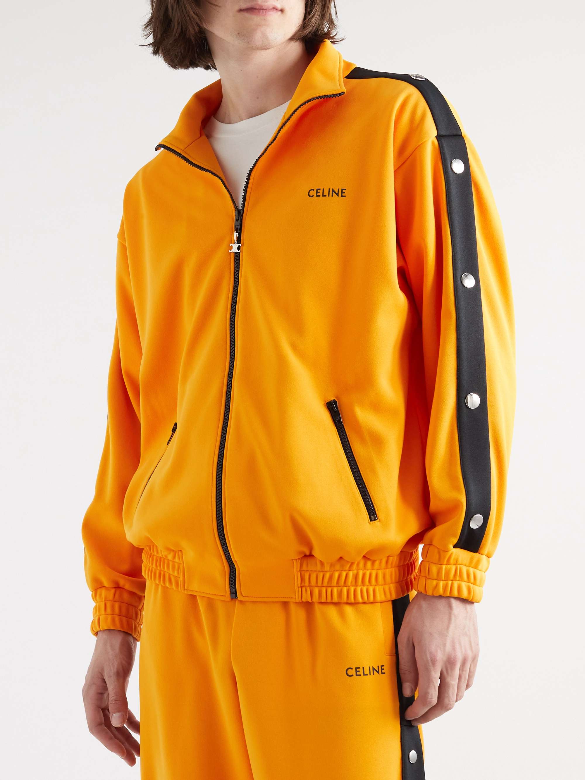 CELINE Studded Jersey Zip-Up Track Jacket