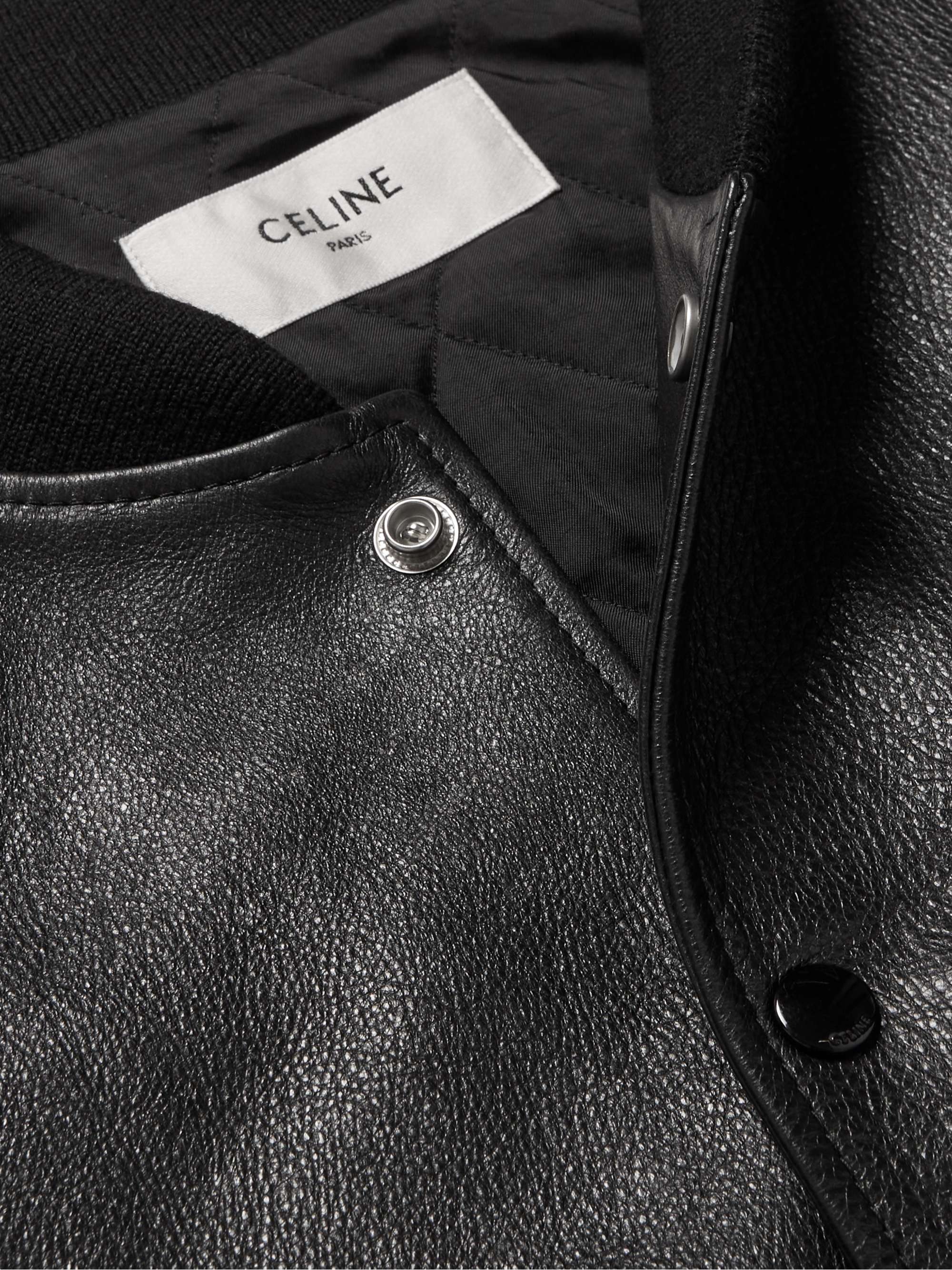 CELINE HOMME Cry Baby Embossed Embellished Leather Bomber Jacket