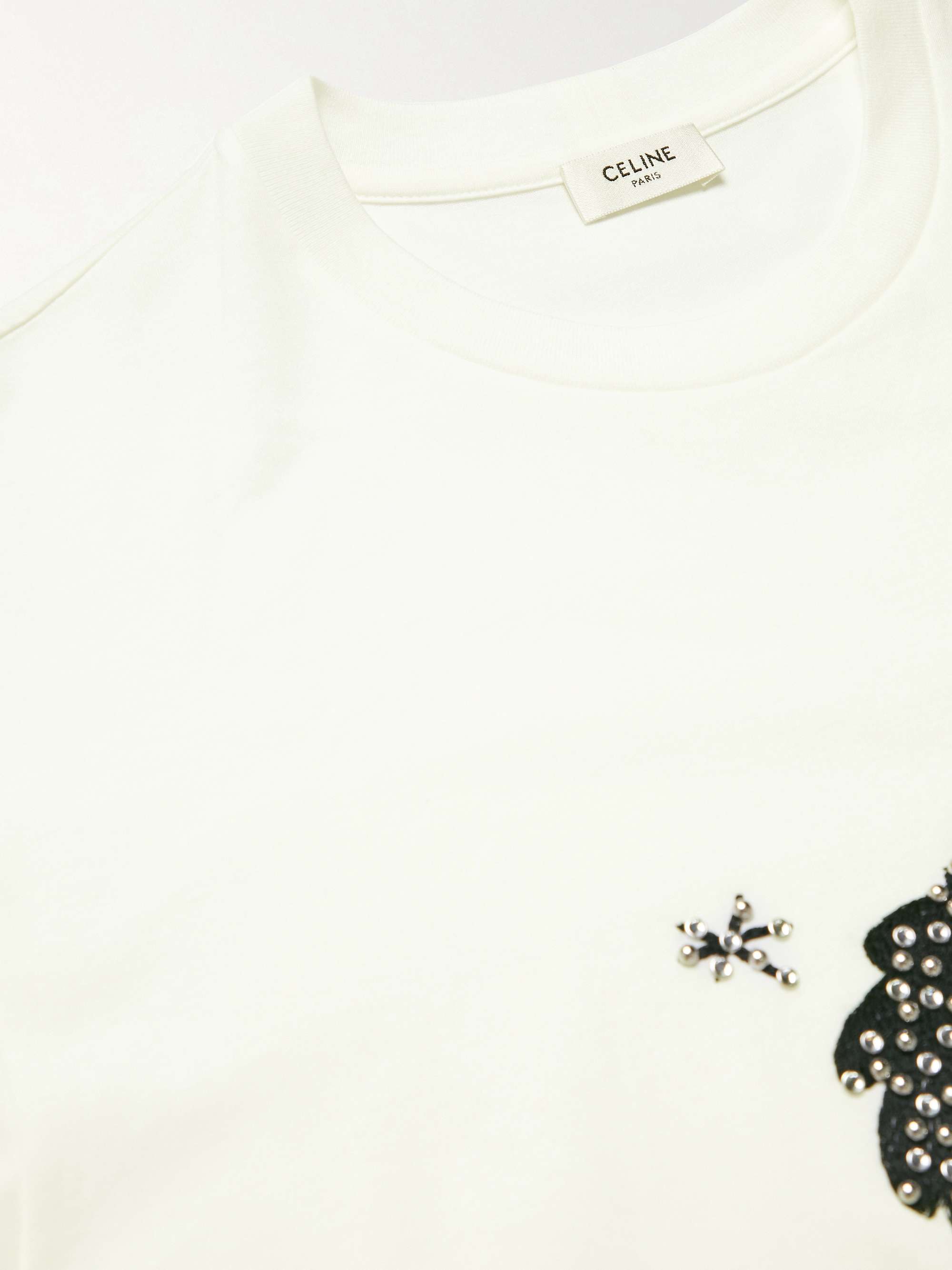 CELINE HOMME Crystal-Embellished Embroidered Cotton-Jersey T-Shirt