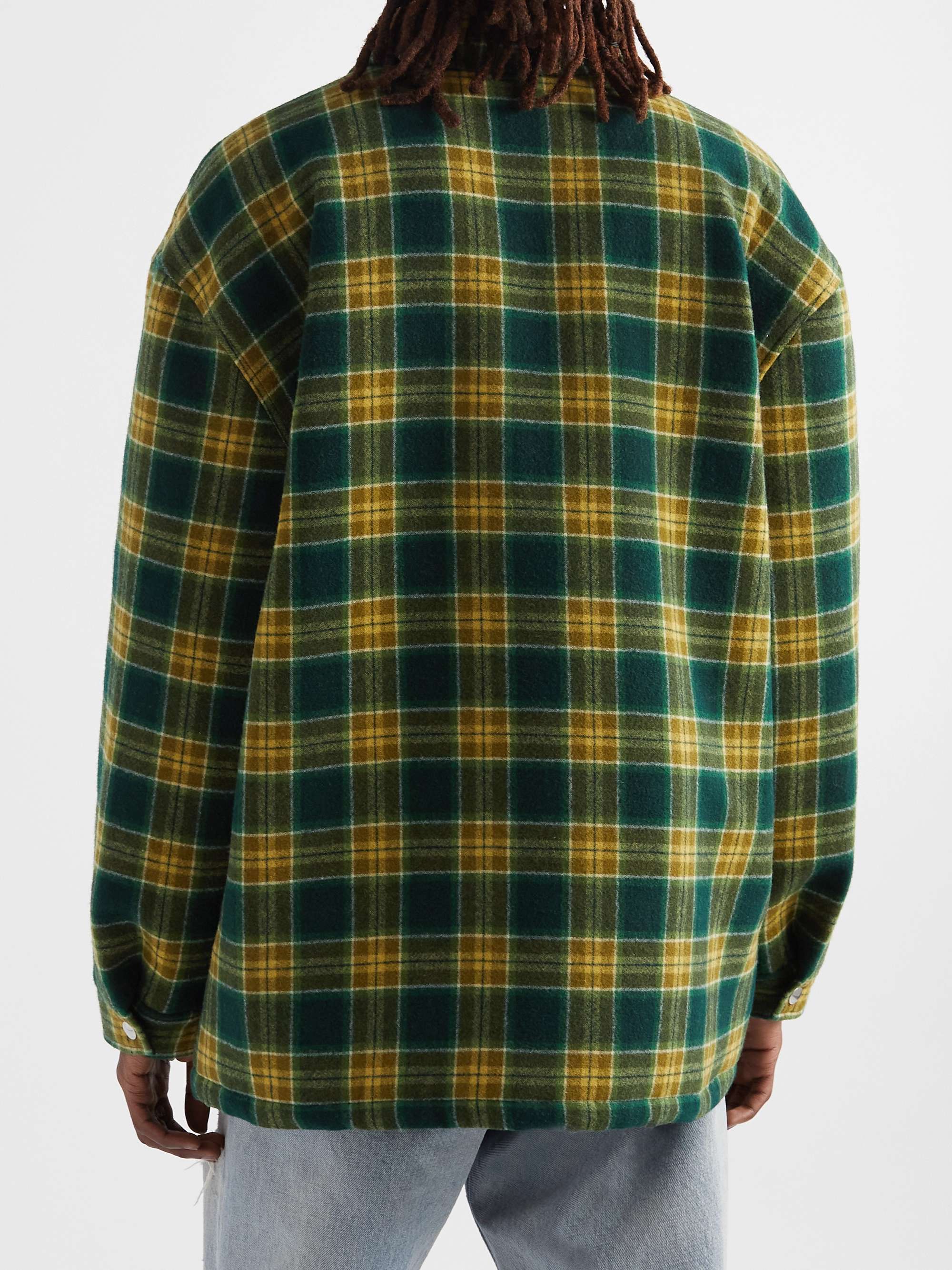 CELINE Padded Checked Wool-Flannel Overshirt