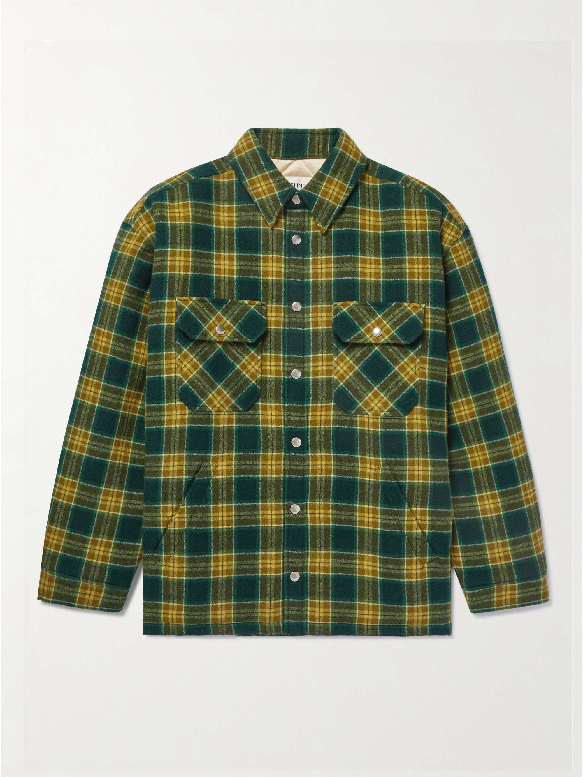 CELINE HOMME Padded Checked Wool-Flannel Overshirt for Men | MR PORTER