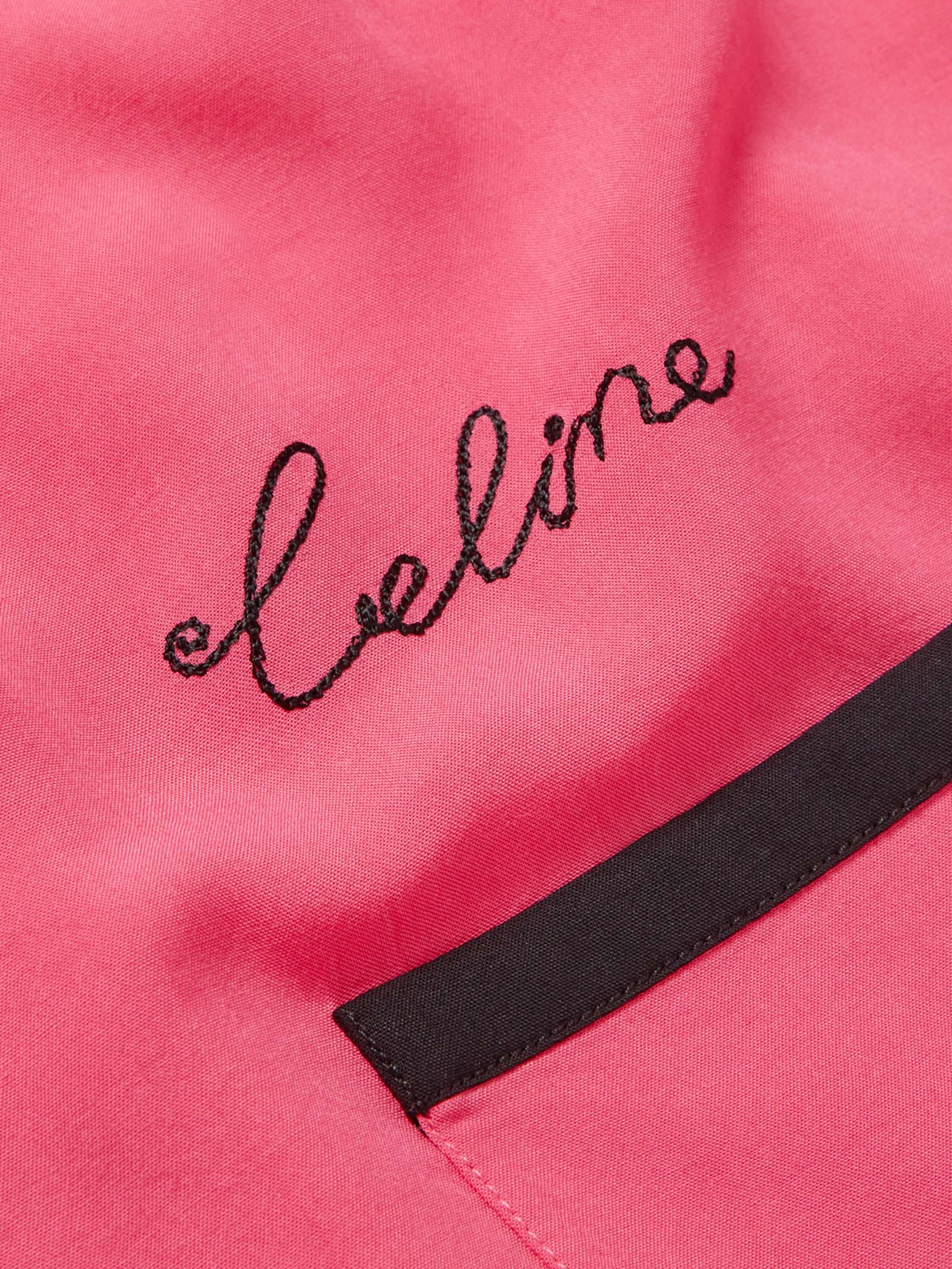 CELINE HOMME Camp-Collar Logo-Embroidered Twill Shirt