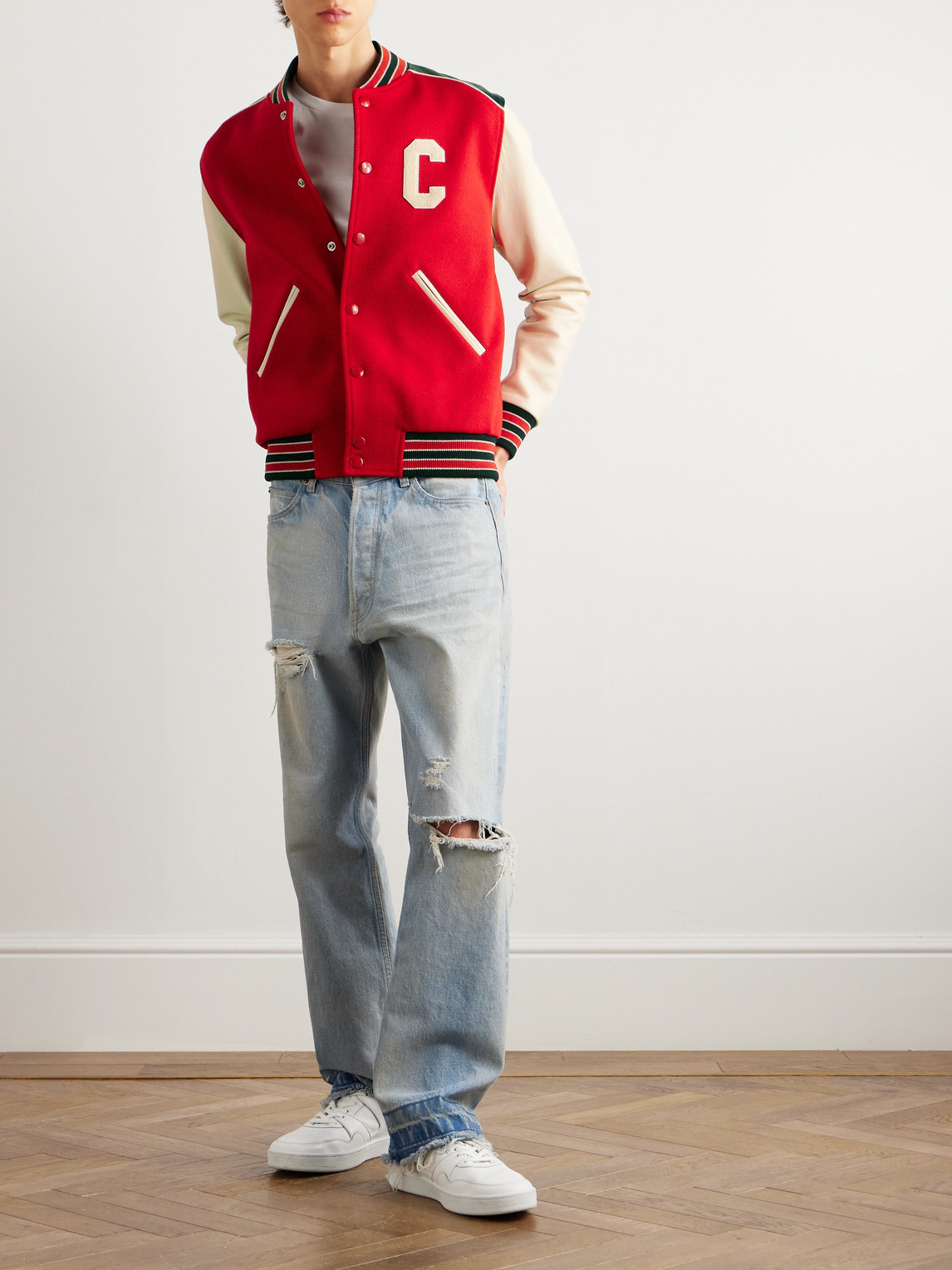 Teddy Appliquéd Mohair and Leather Bomber Jacket — 2