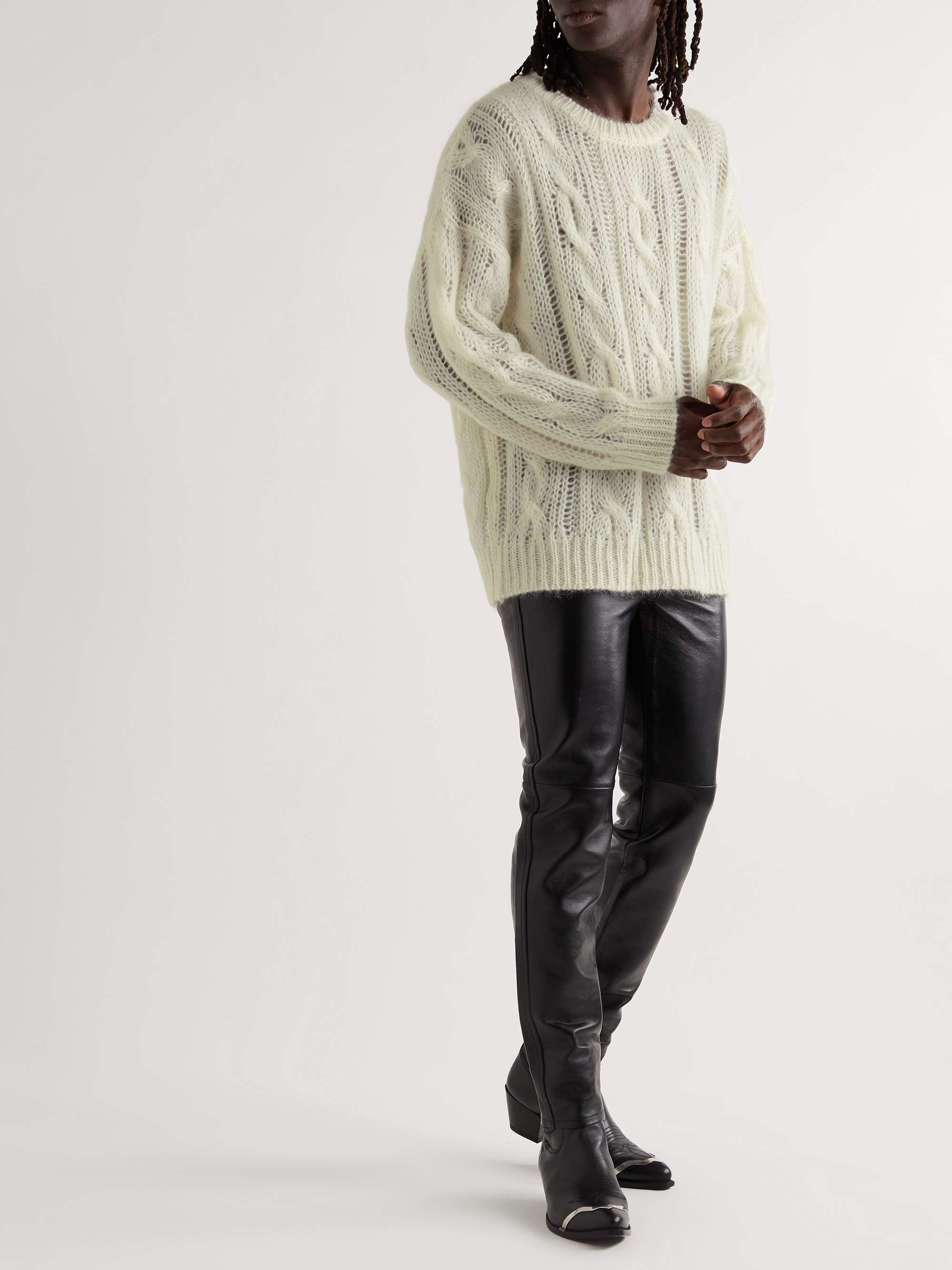 CELINE HOMME Cable-Knit Mohair-Blend Sweater