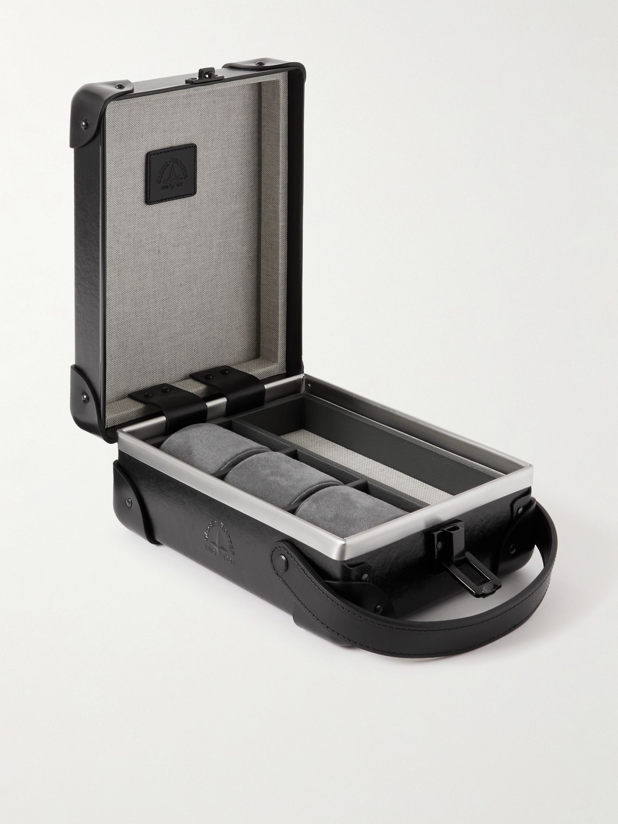 GLOBE-TROTTER Centenary Leather-Trimmed Vulcanised Fibreboard Three-Piece Watch Box