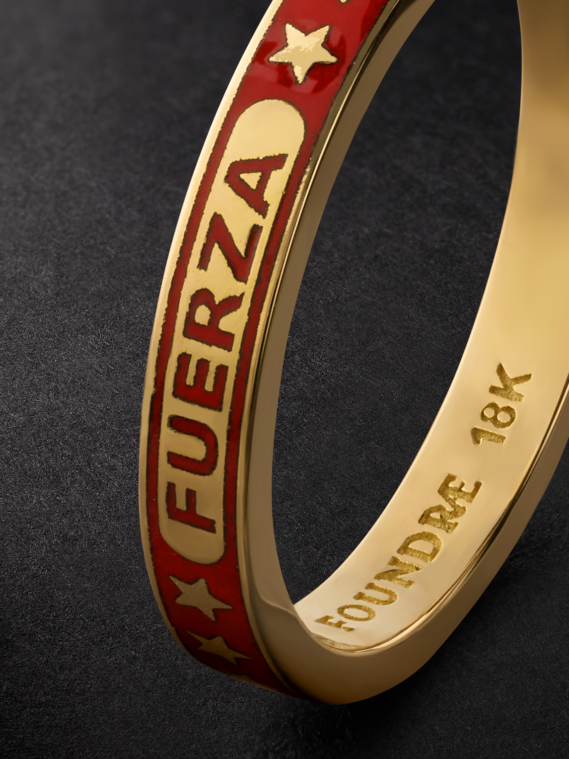 Shop Foundrae Fuerza 18-karat Gold And Enamel Ring