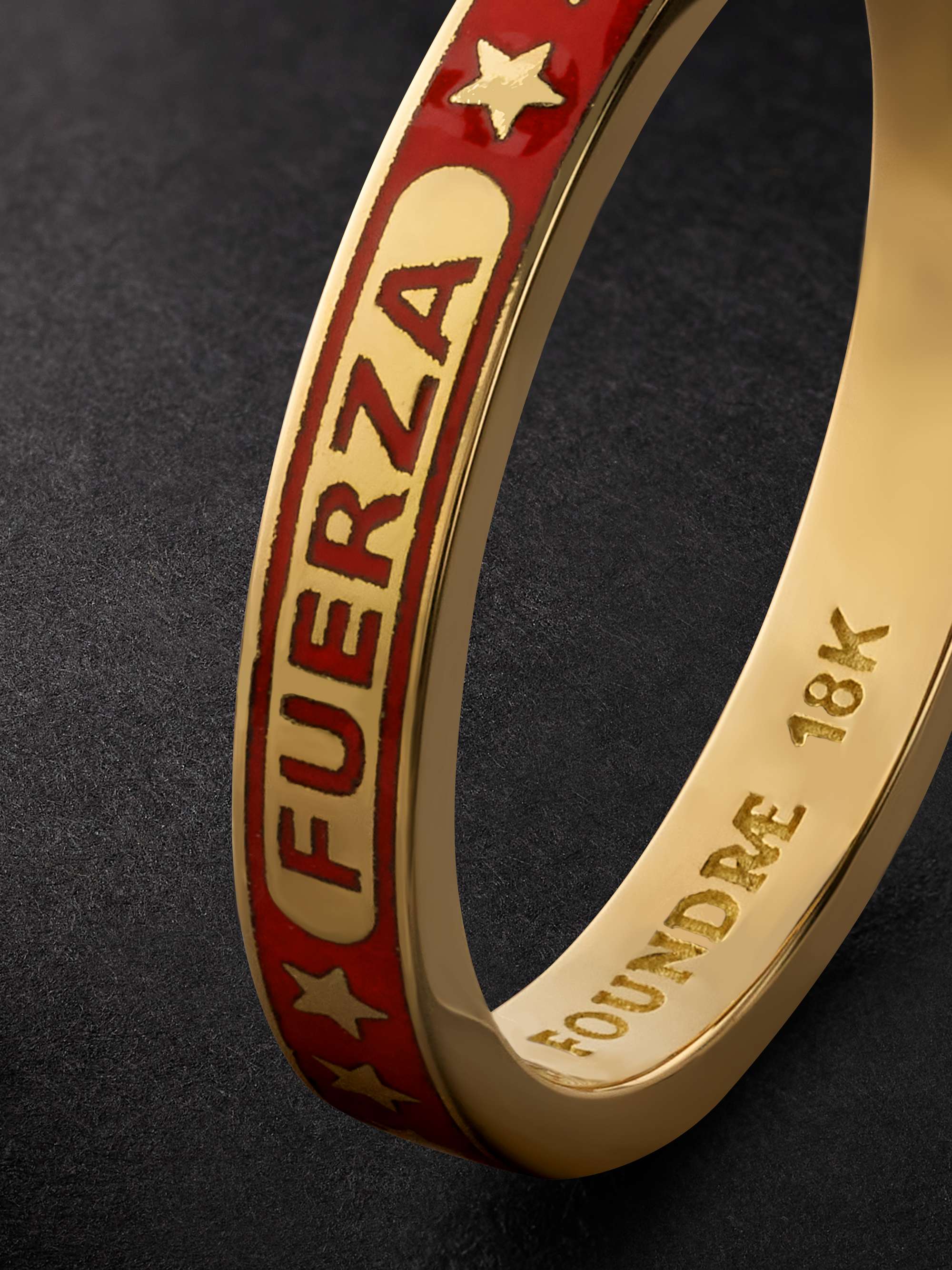 FOUNDRAE Fuerza 18-Karat Gold and Enamel Ring