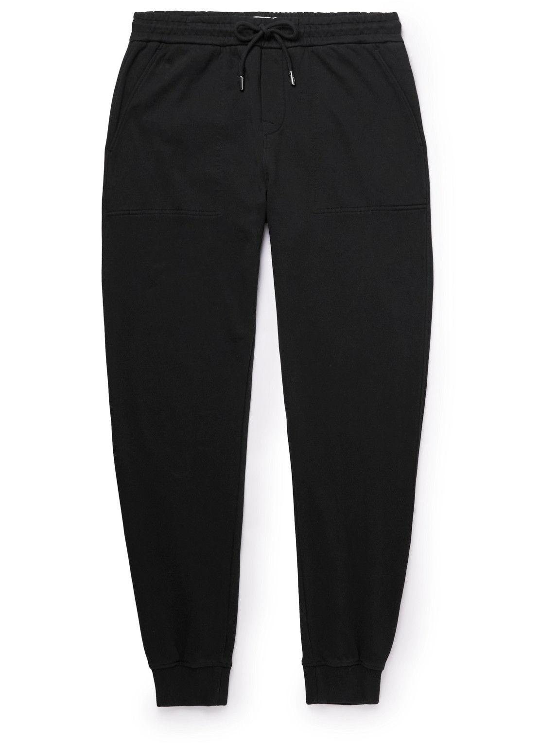 Mr P Tapered Organic Cotton-jersey Sweatpants In Black