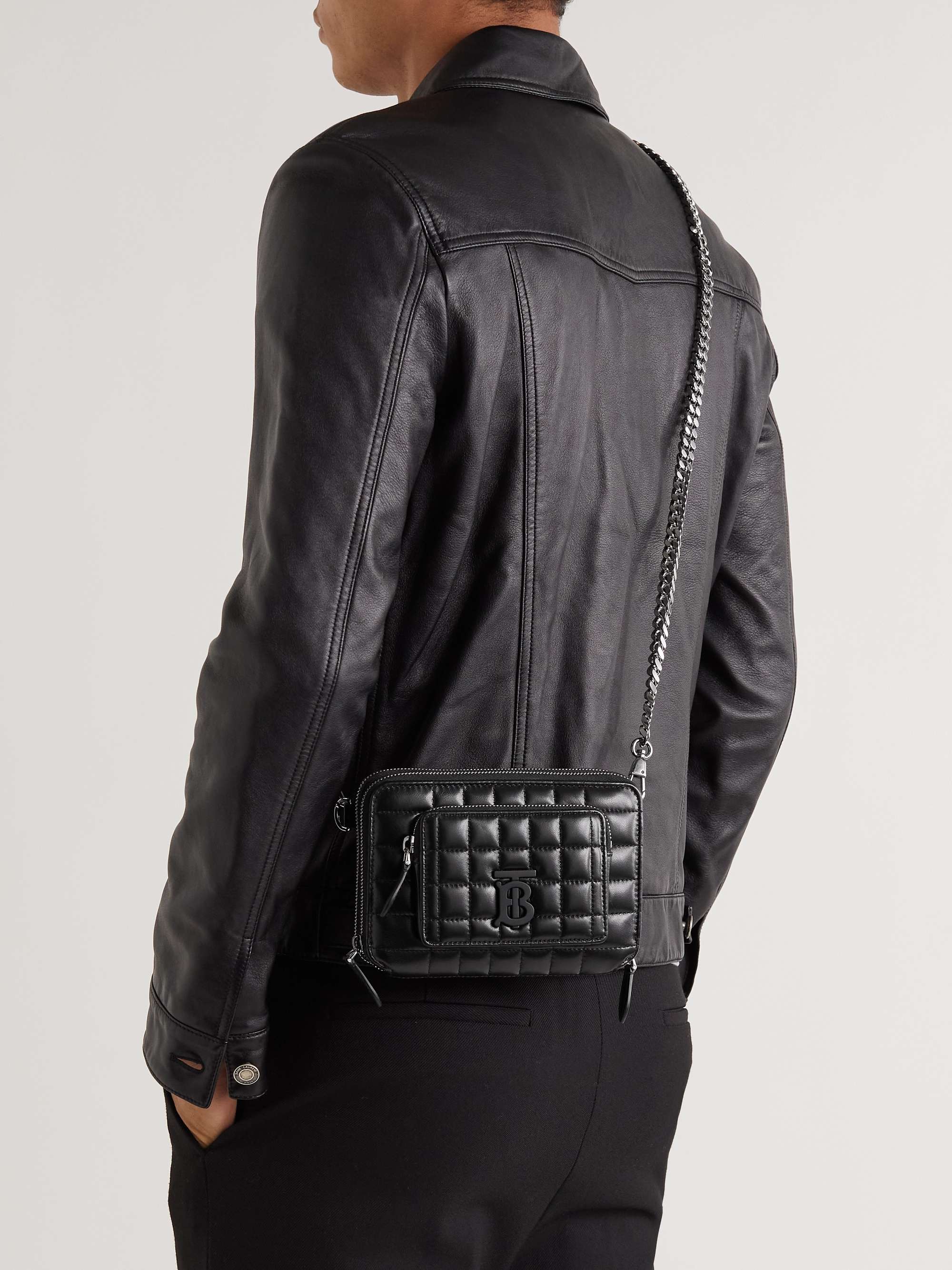 BURBERRY Jake Logo-Embellished Quilted Leather Messenger Bag