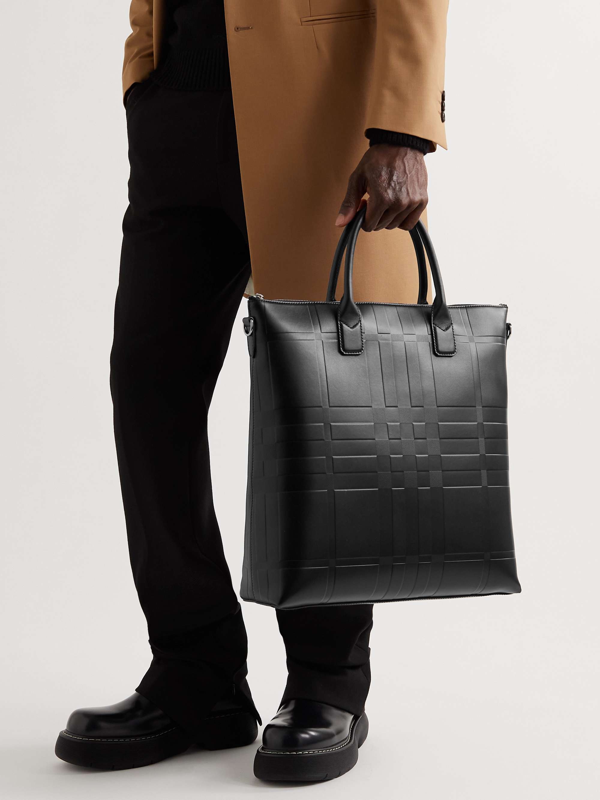 BURBERRY Embossed Leather Tote Bag for Men | MR PORTER