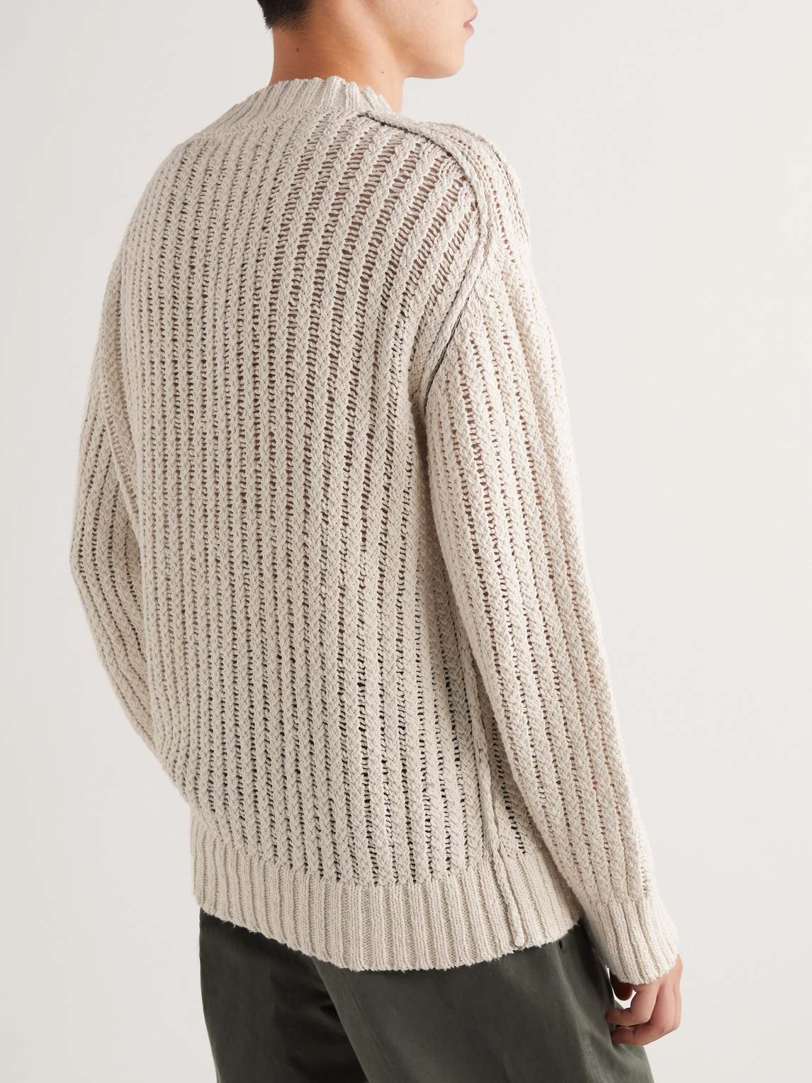  Mr P. - Ribbed Open-knit Cotton Sweater - Men - Neutrals - Xxl 
