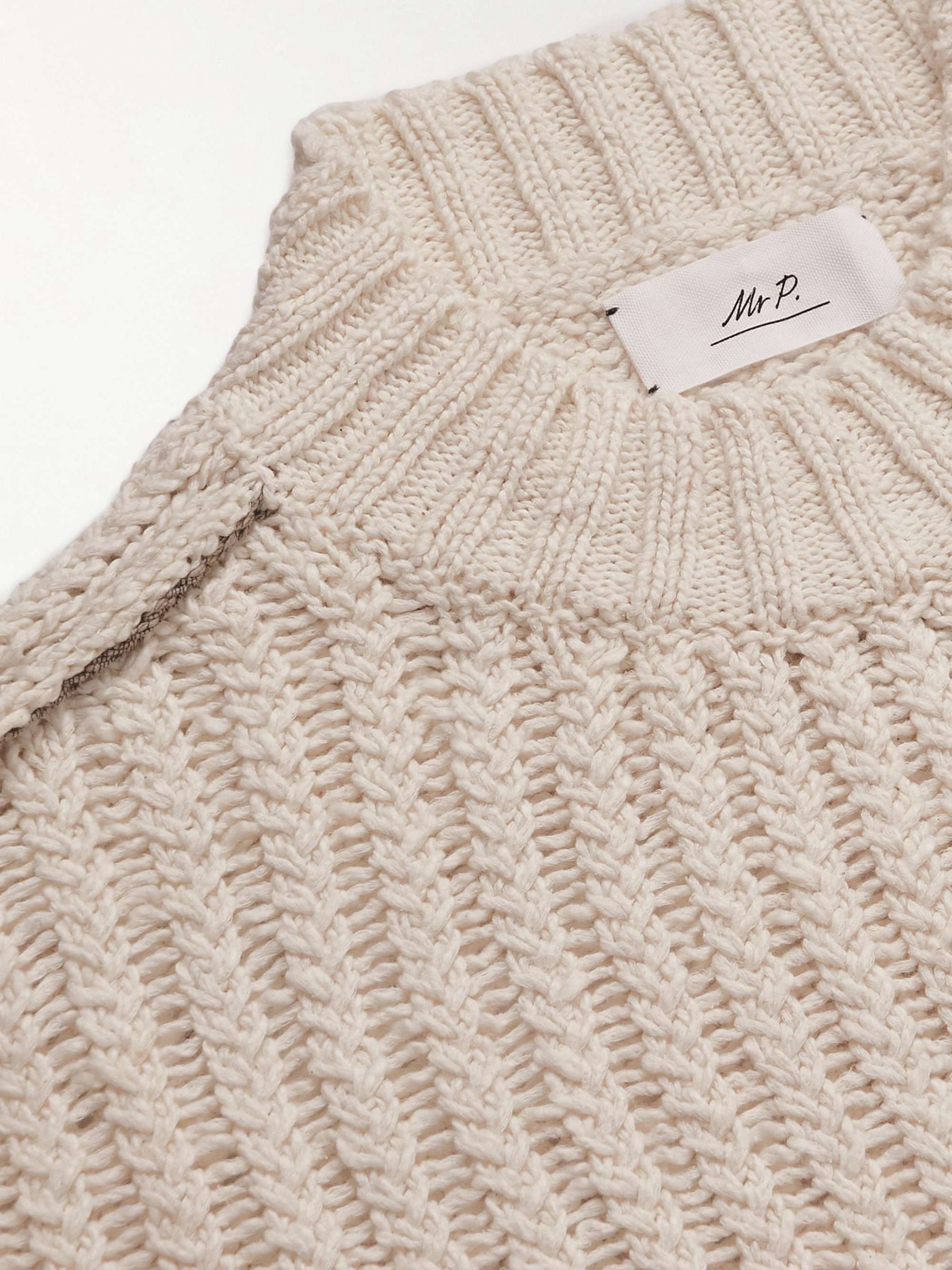 MR P. Ribbed Open-Knit Cotton Sweater