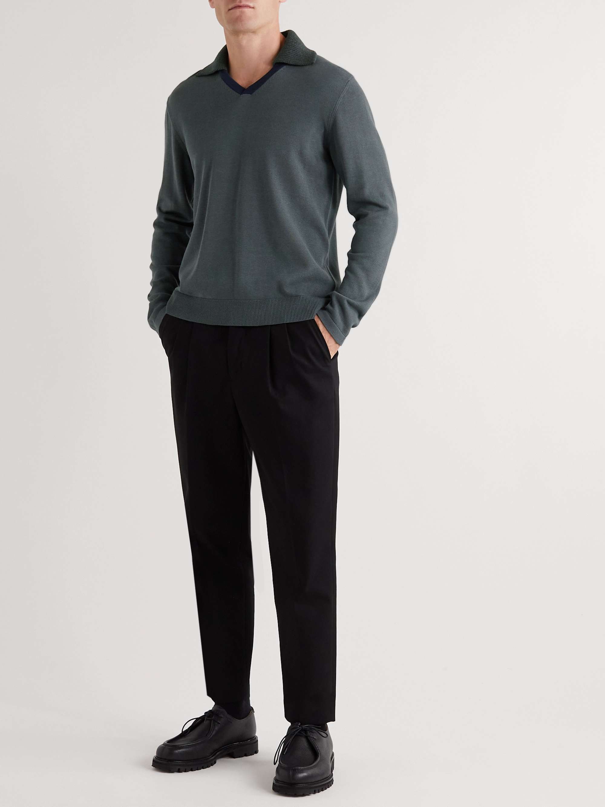 MR P. Colour-Block Organic Cotton and TENCEL™ Lyocell-Blend Polo Shirt