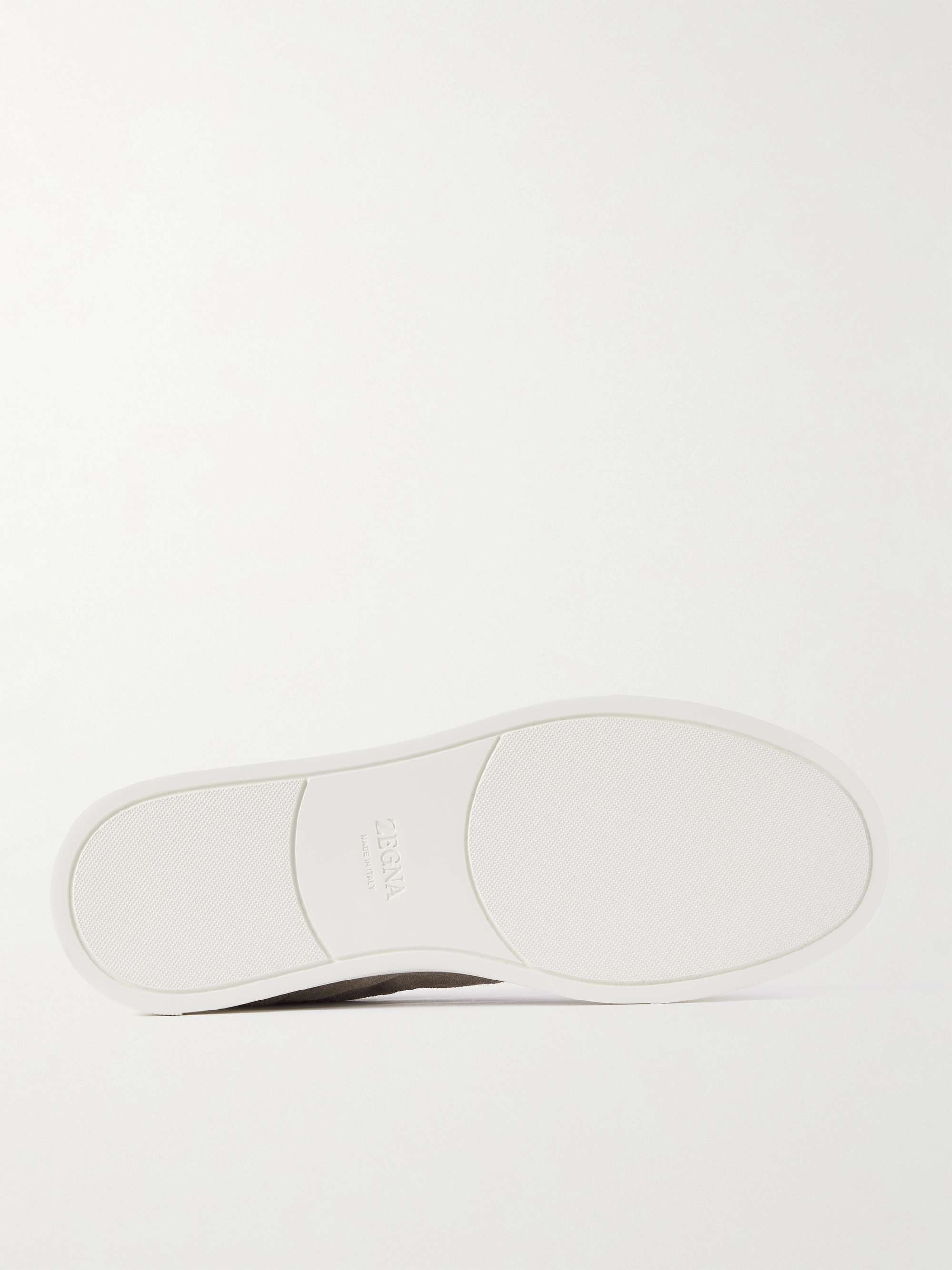 ZEGNA Full-Grain Leather and Suede Slip-On Sneakers
