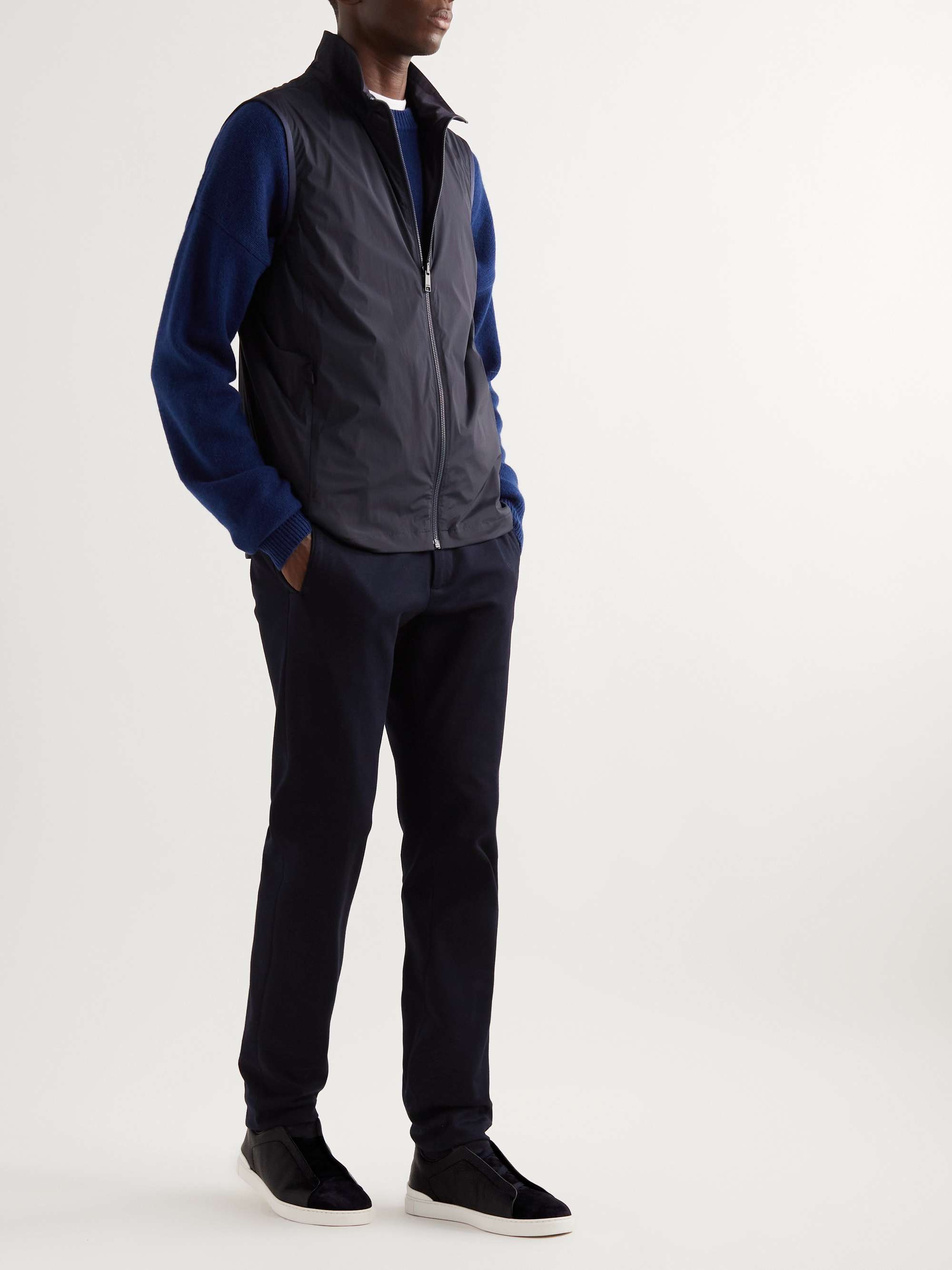 ZEGNA Full-Grain Leather and Suede Slip-On Sneakers