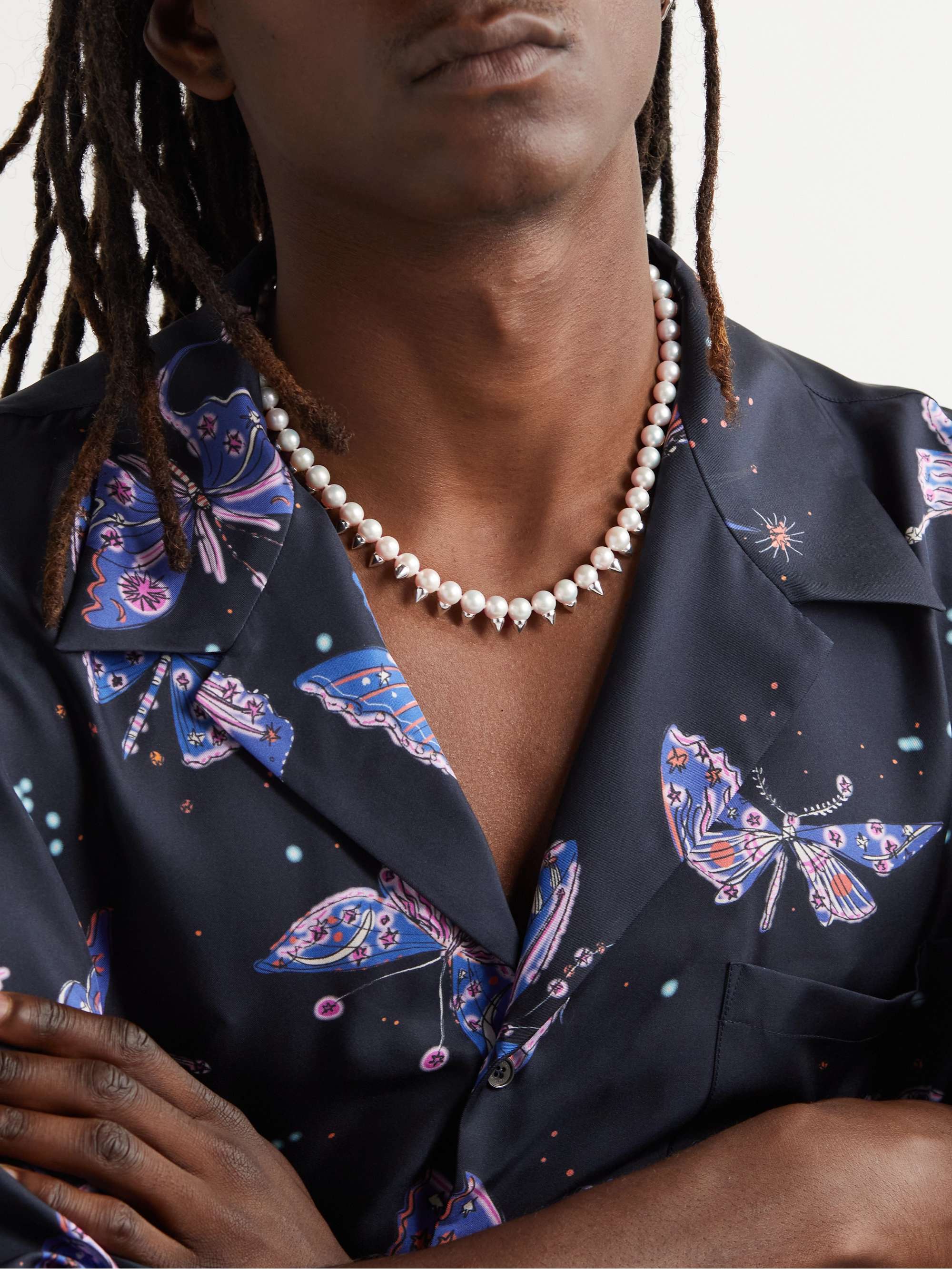 FRY POWERS Silver, Pearl and Enamel Necklace