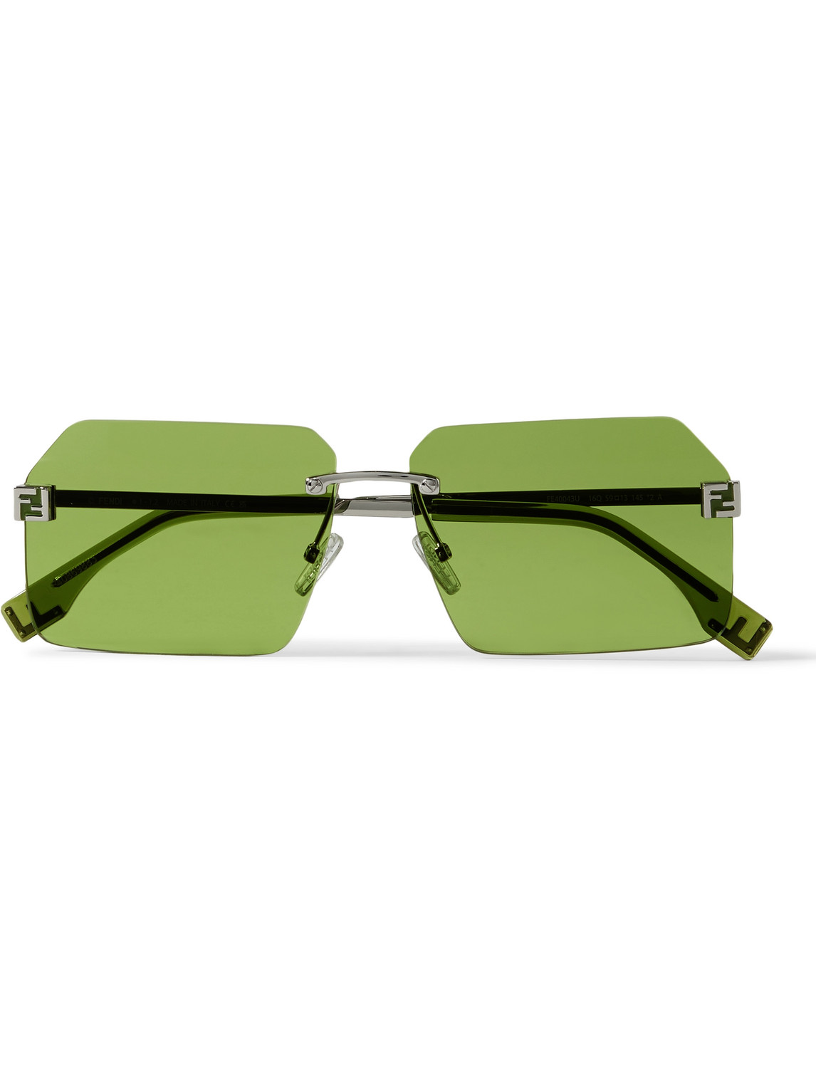 Fendi Rimless Square-frame Silver-tone Sunglasses In Green