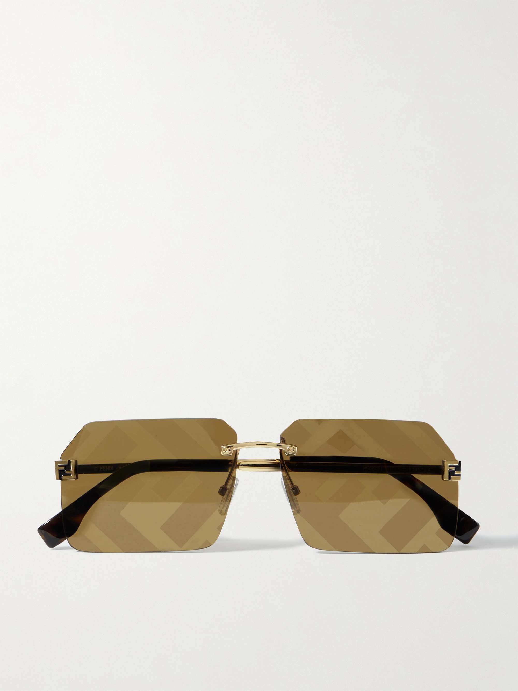 FENDI Rimless Square-Frame Silver-Tone Sunglasses