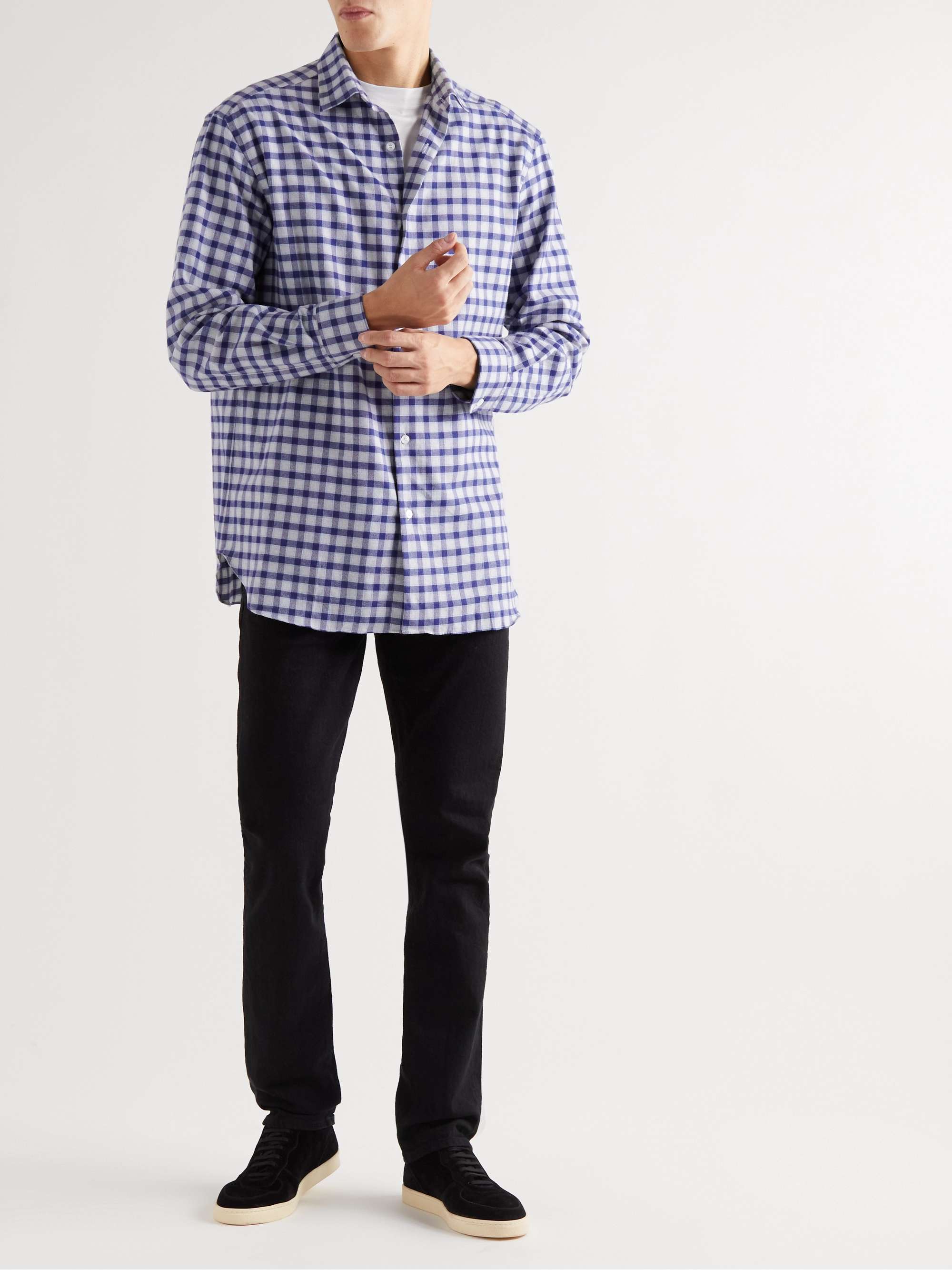 CHARVET Checked Brushed Cotton-Flannel Shirt