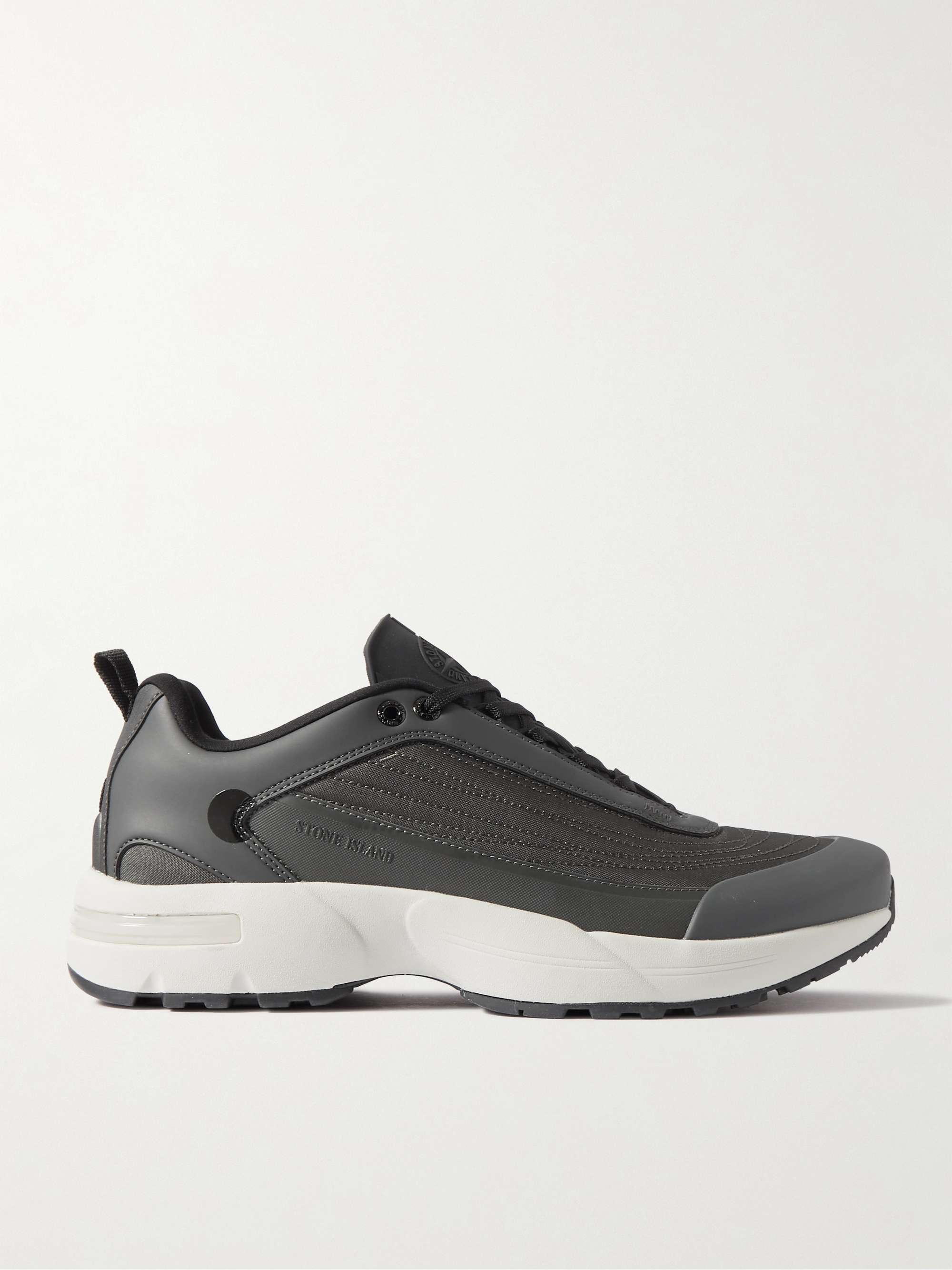 STONE ISLAND Football Logo-Embossed Leather, Suede and Nylon Sneakers for  Men | MR PORTER