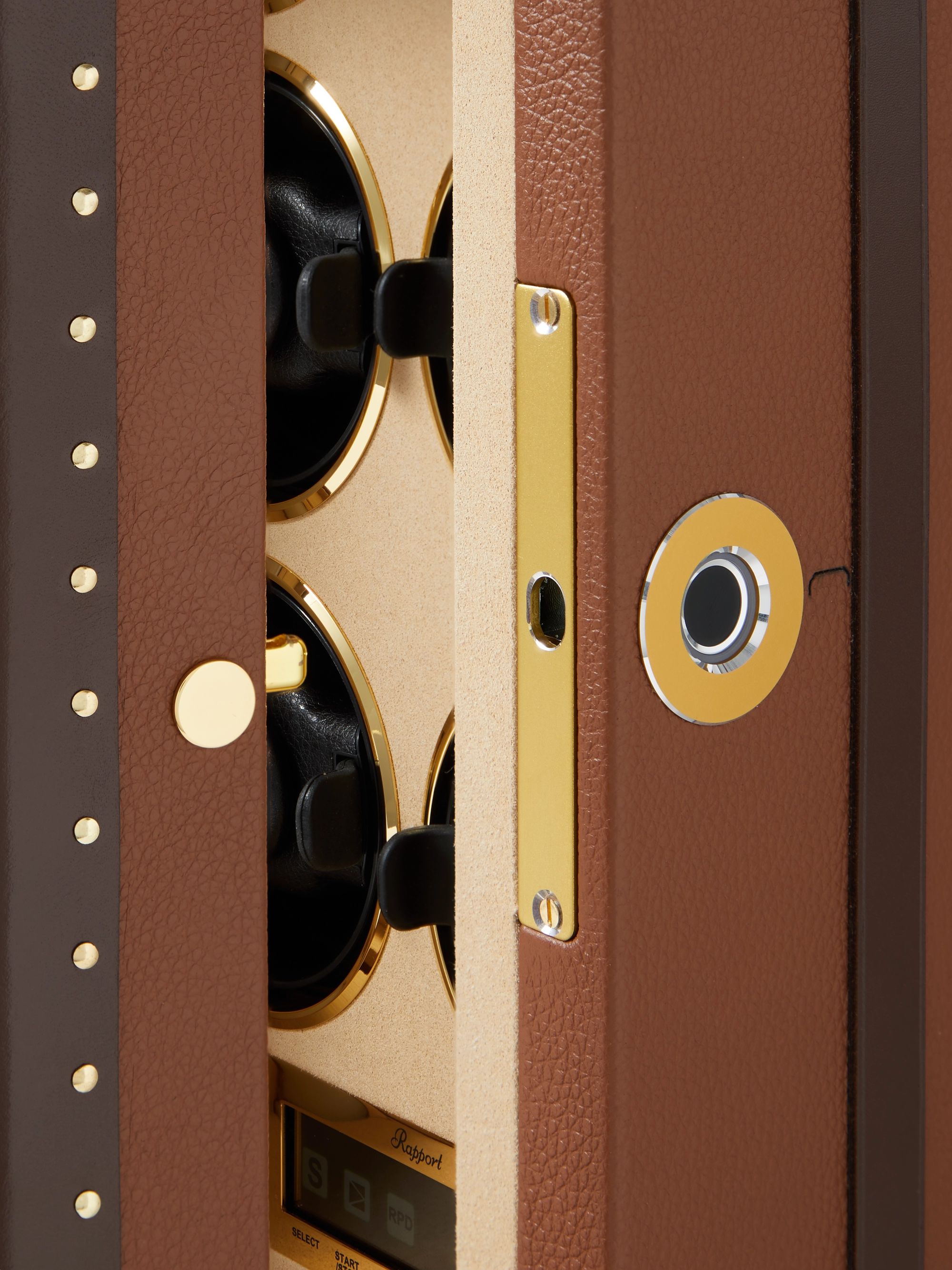 RAPPORT LONDON Romer Studded Leather-Wrapped Cedar and Glass Watch Winder