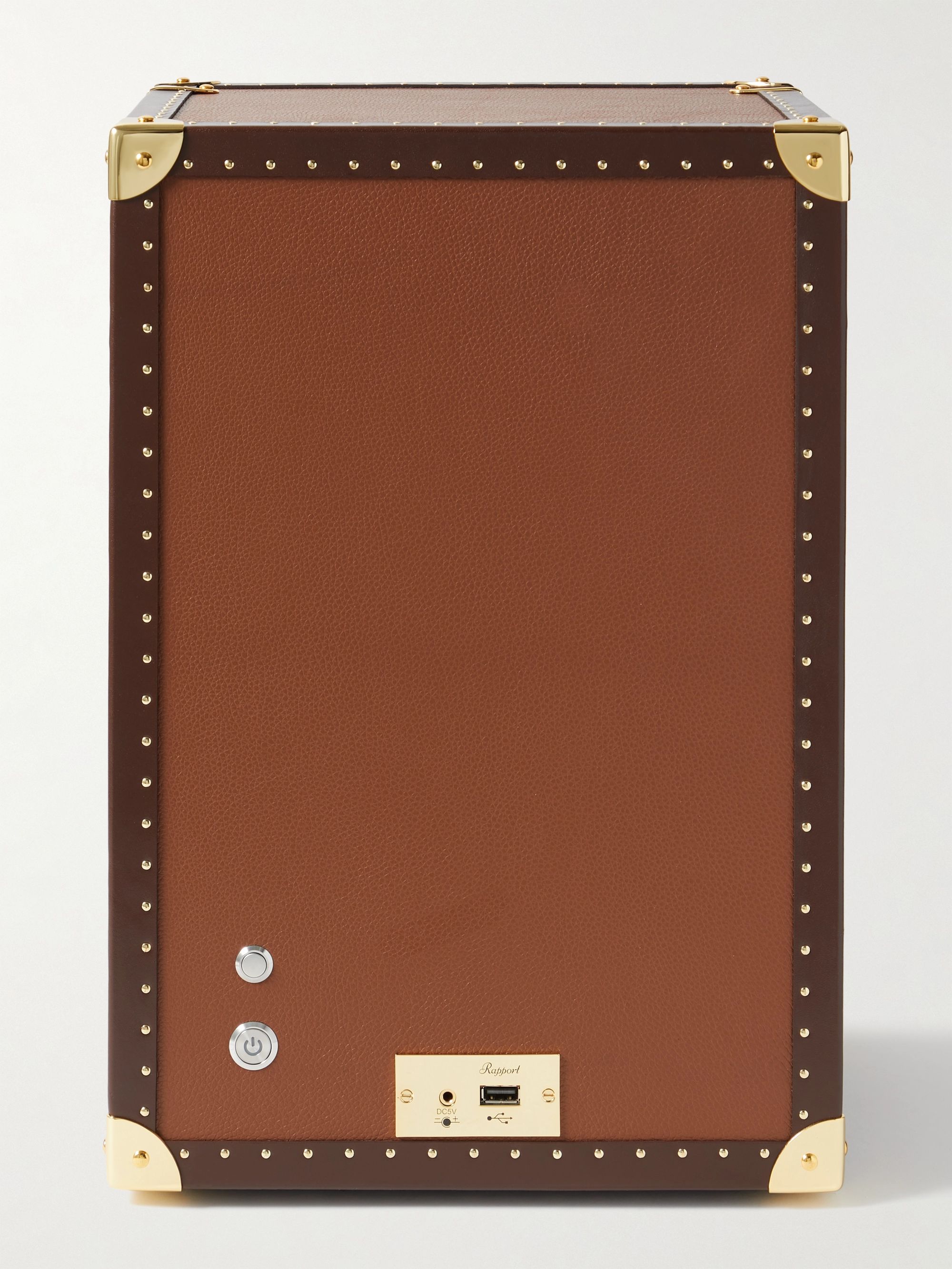 RAPPORT LONDON Romer Studded Leather-Wrapped Cedar and Glass Watch Winder