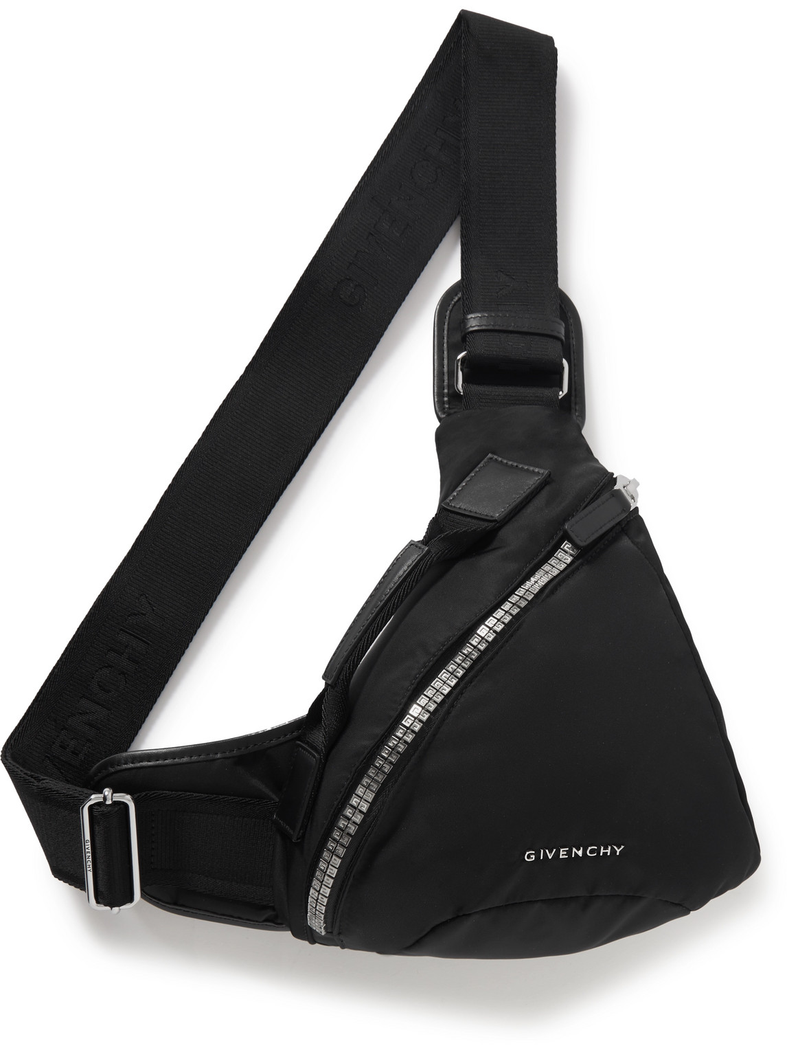 Givenchy G-zip Leather-trimmed Nylon Belt Bag In Black