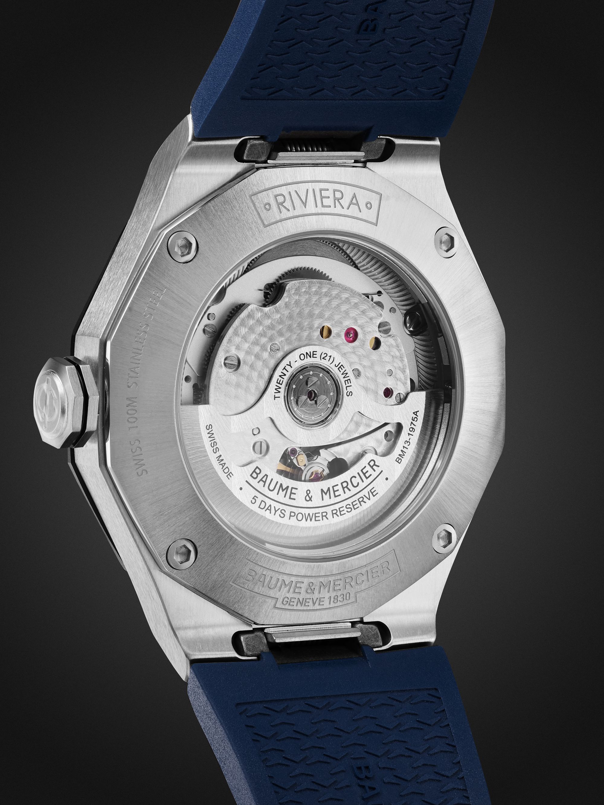 BAUME & MERCIER Riviera Automatic 42mm Stainless Steel and Rubber Watch, Ref. No. M0A10701