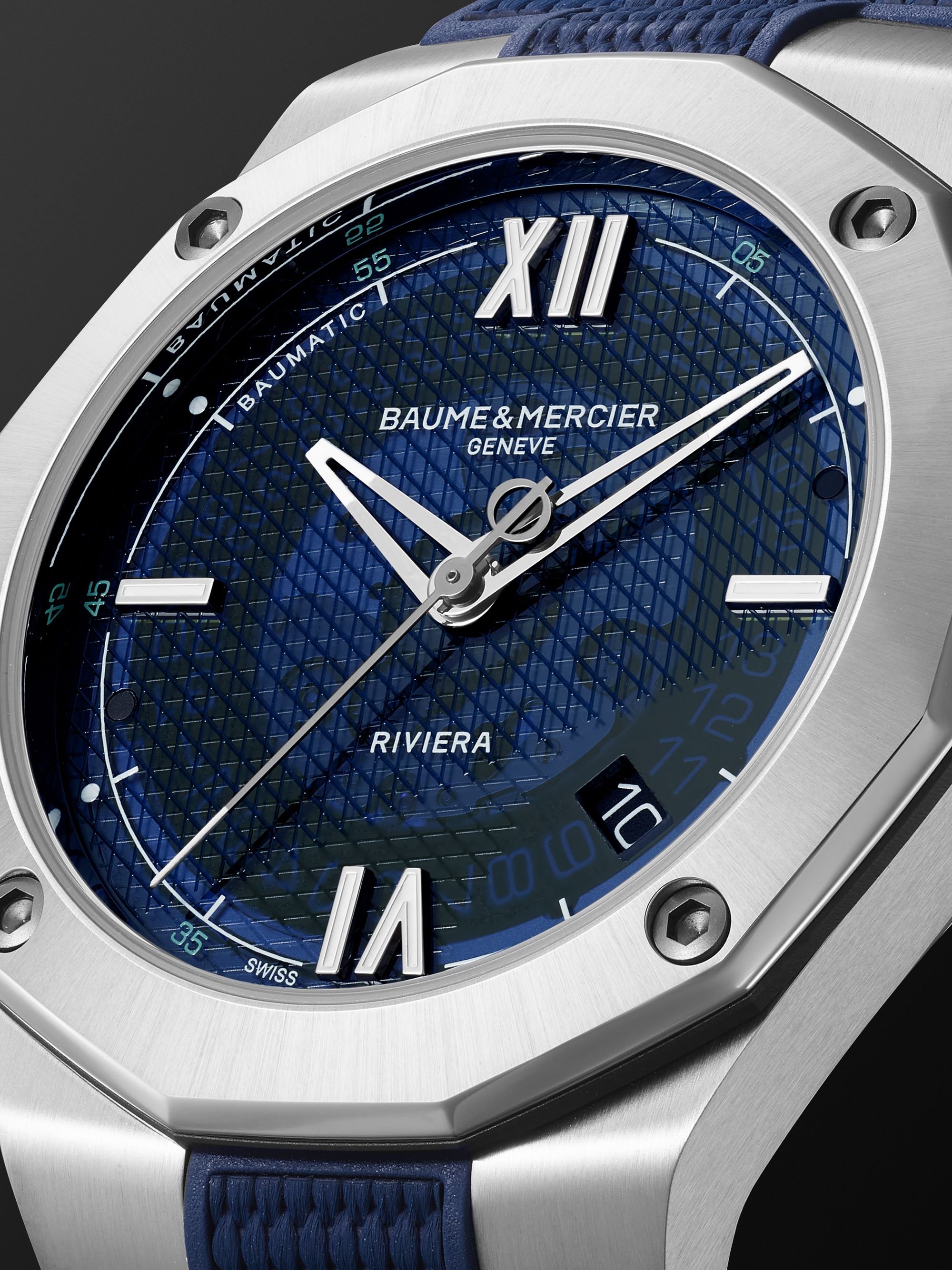 BAUME & MERCIER Riviera Automatic 42mm Stainless Steel and Rubber Watch, Ref. No. M0A10701