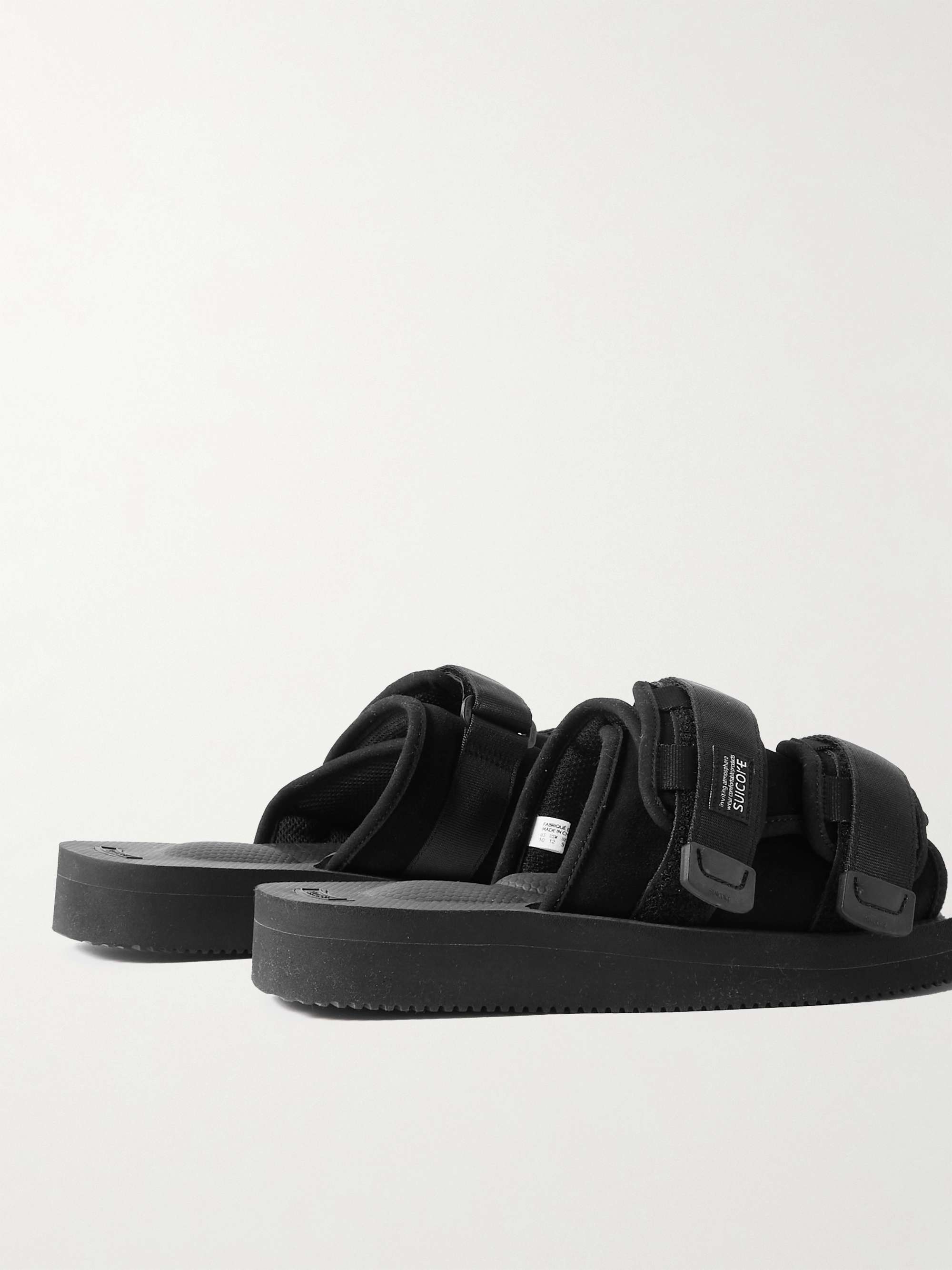 SUICOKE Webbing-Trimmed Suede Sandals