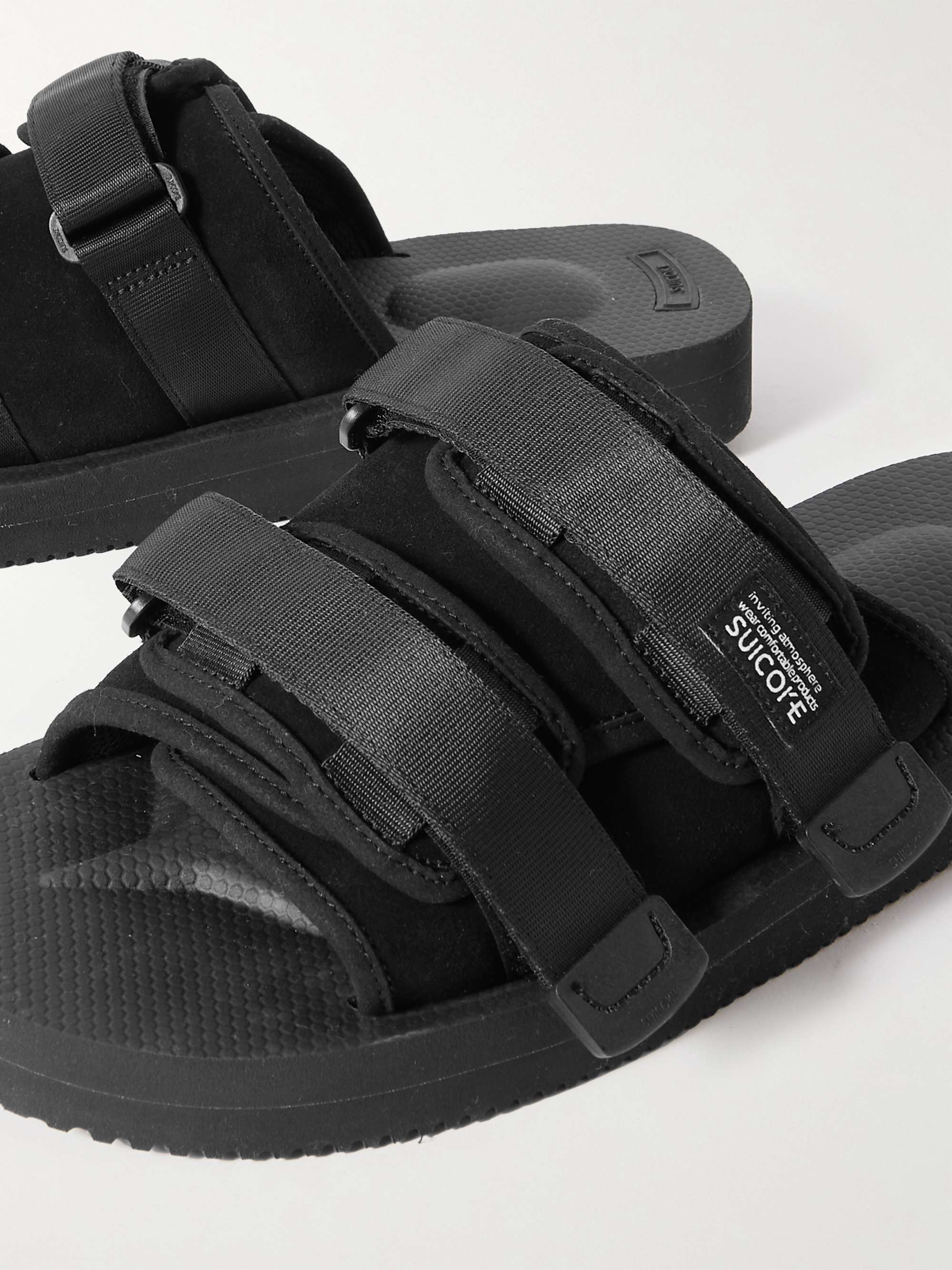 SUICOKE Webbing-Trimmed Suede Sandals