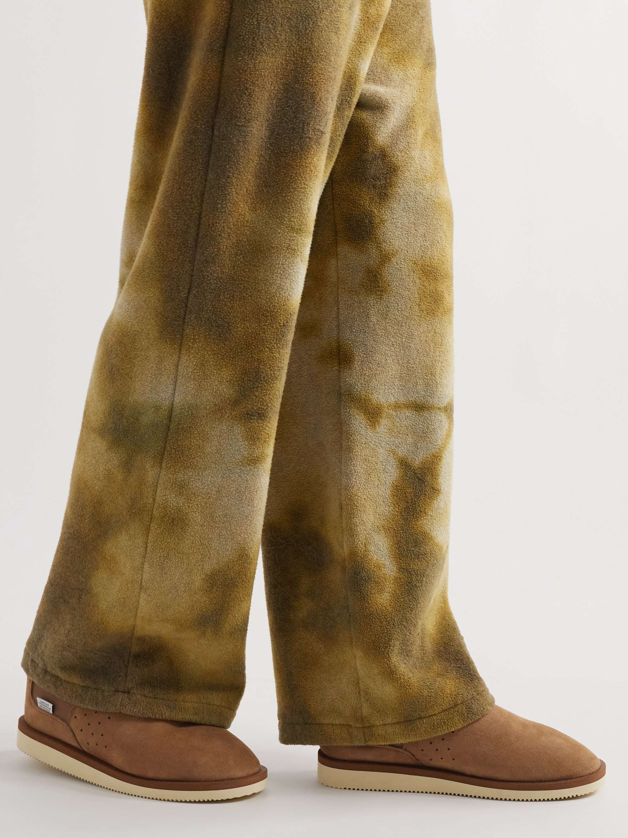 SUICOKE RON-M2ab-MID Shearling-Lined Suede and Jersey Slippers