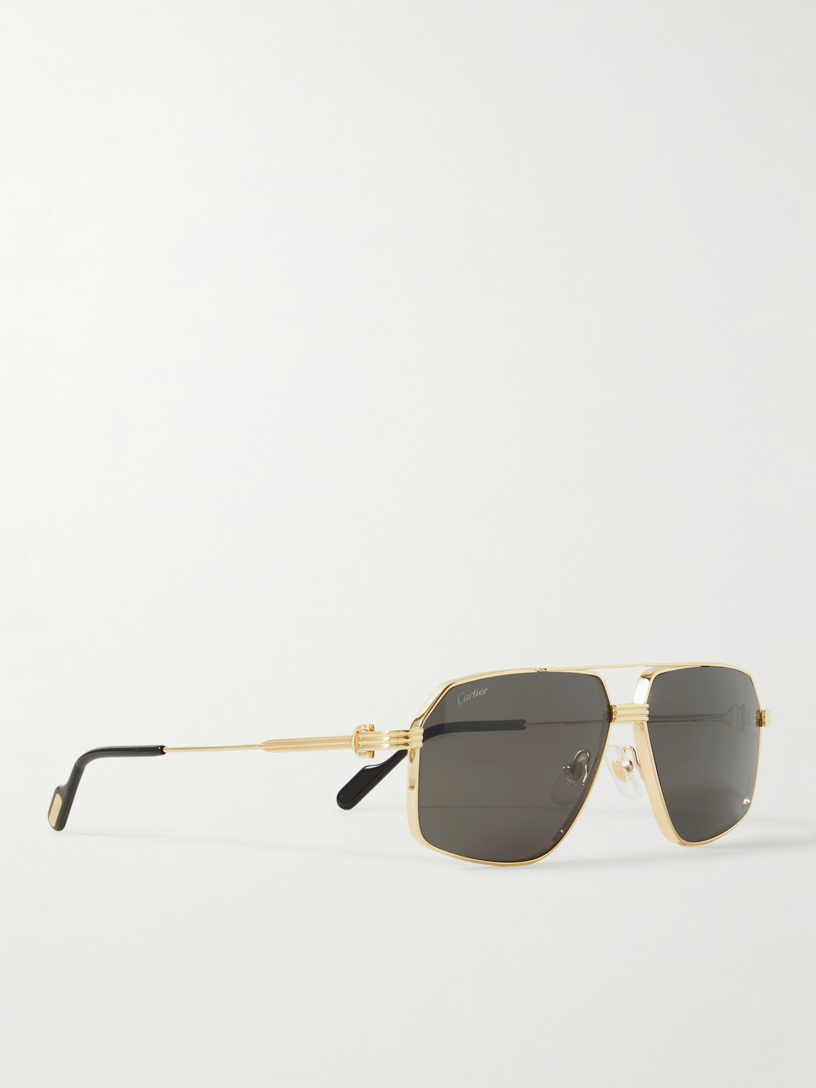 Shop Cartier Aviator-style Gold-tone Sunglasses