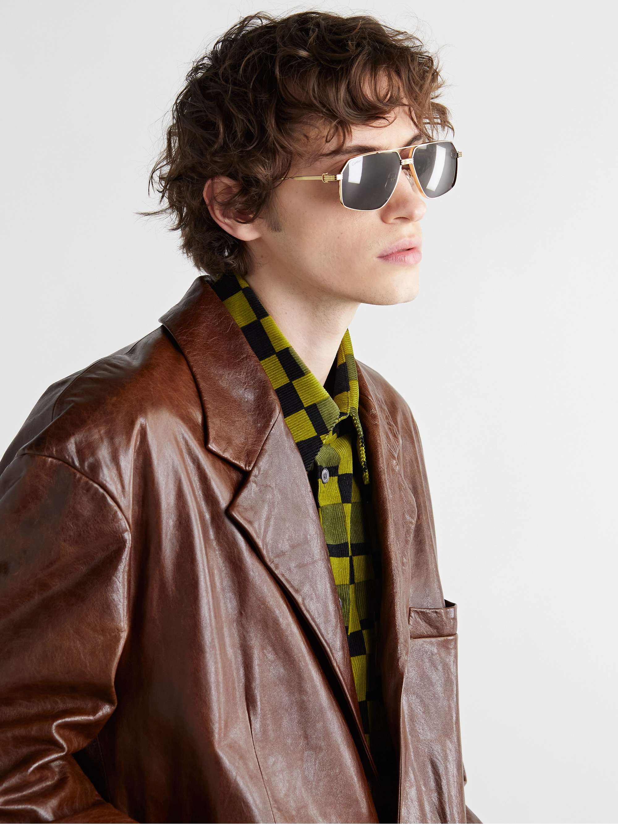 CARTIER EYEWEAR Aviator-Style Gold-Tone Titanium Optical Glasses
