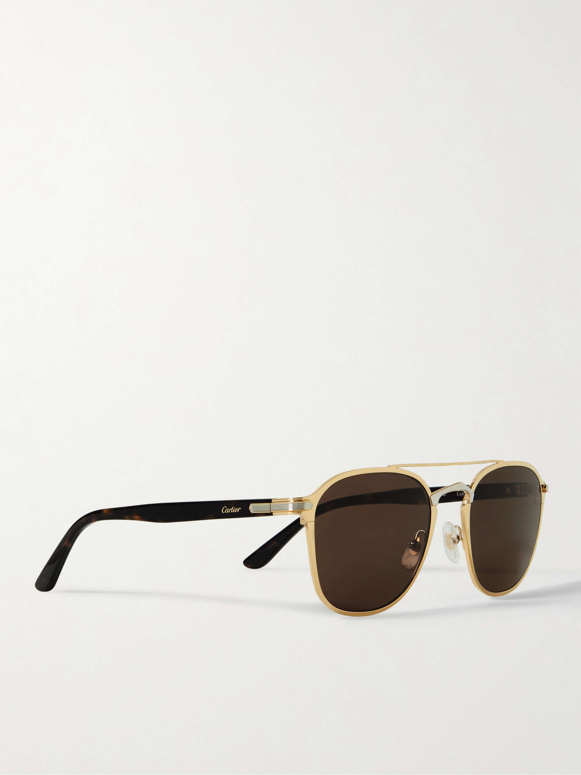 CARTIER EYEWEAR Aviator-Style Gold-Tone, Silver-Tone and Tortoiseshell Acetate Sunglasses