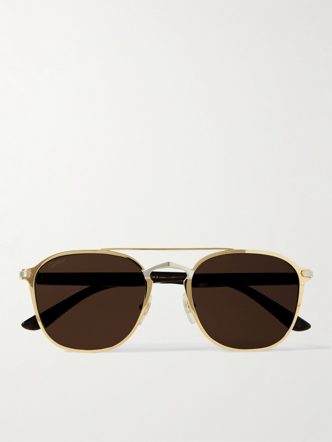 Cartier Eyewear Aviator-Style Gold-and Silver-Tone and Tortoiseshell Acetate Sunglasses - Men