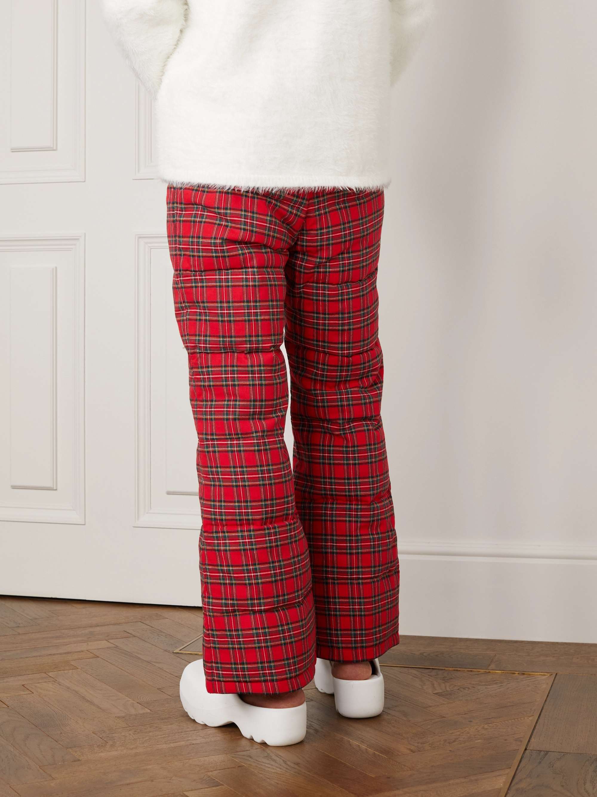 ERL Straight-Leg Checked Cotton-Twill Down Trousers