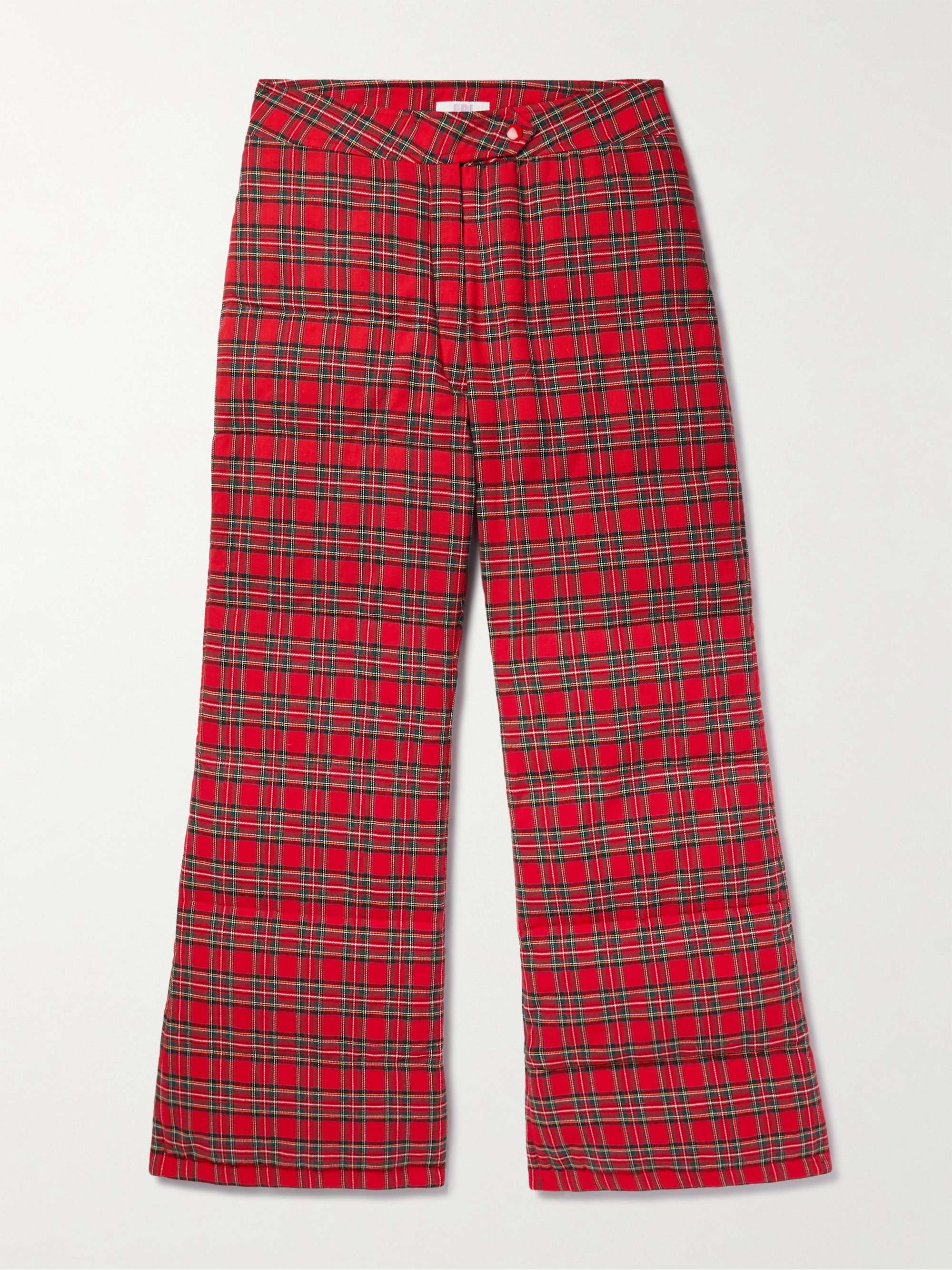 ERL Straight-Leg Checked Cotton-Twill Down Trousers